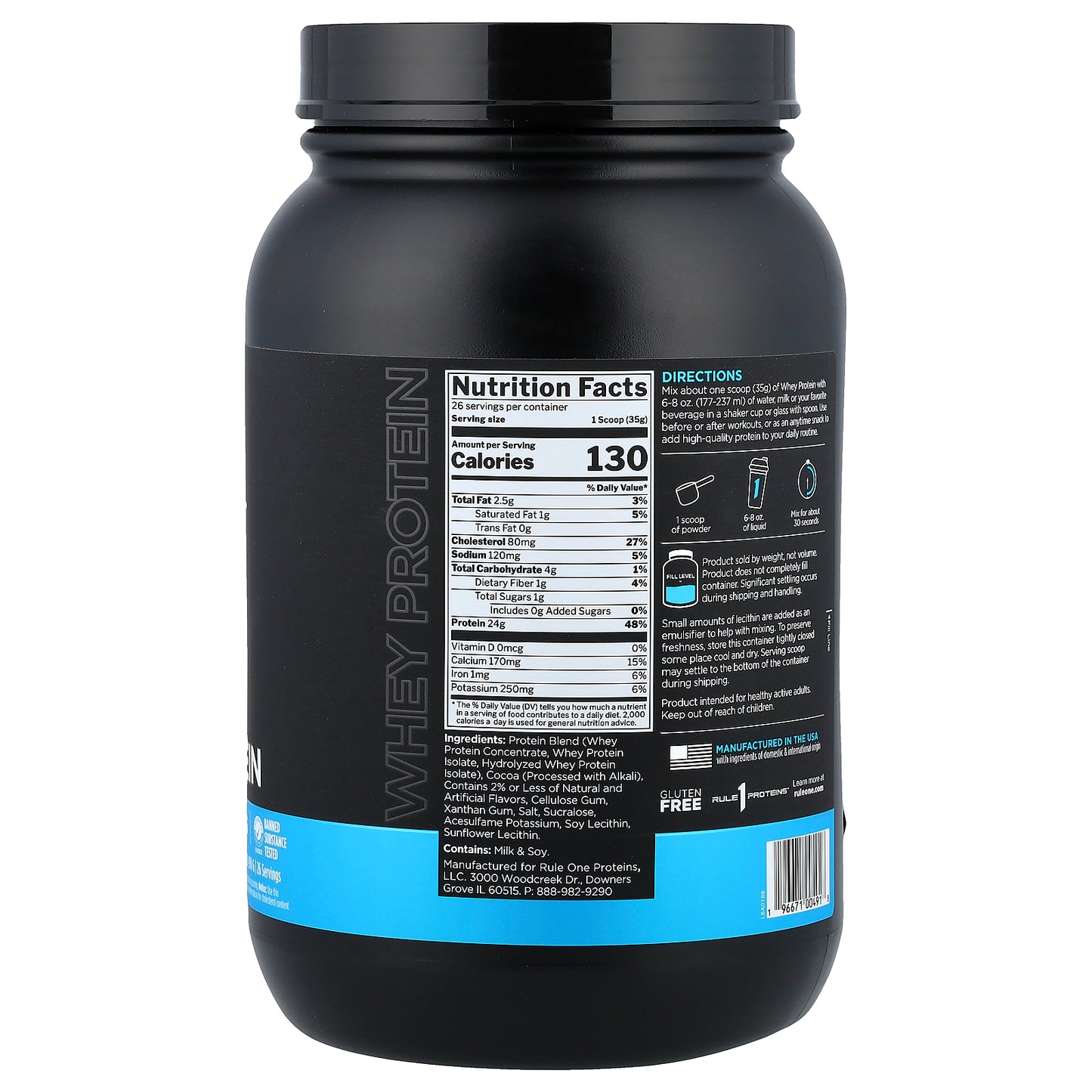 Rule One Proteins, Whey Protein, Chocolate Fudge , 2.01 lb (910 g)