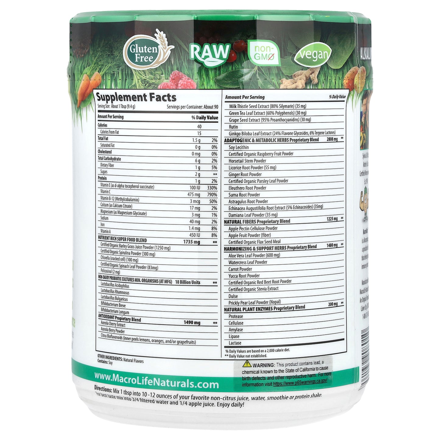 Macrolife Naturals, Macro Greens®, Superfood, 30 oz (850 g)