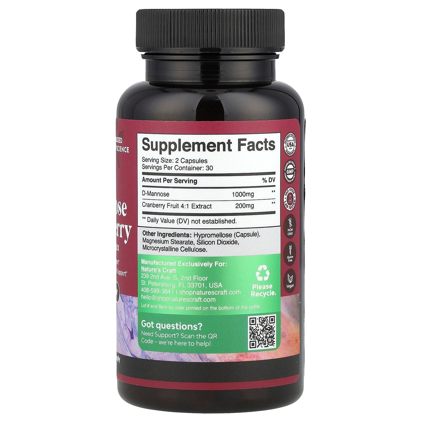 Nature's Craft, D-Mannose & Cranberry, 60 Capsules