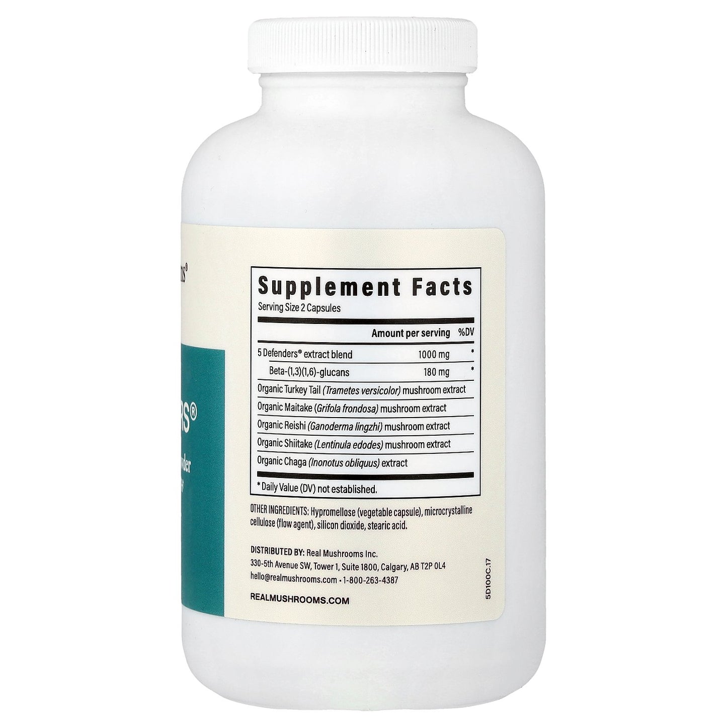 Real Mushrooms, 5 Defenders®, Mushroom Extract Powder, 200 Capsules