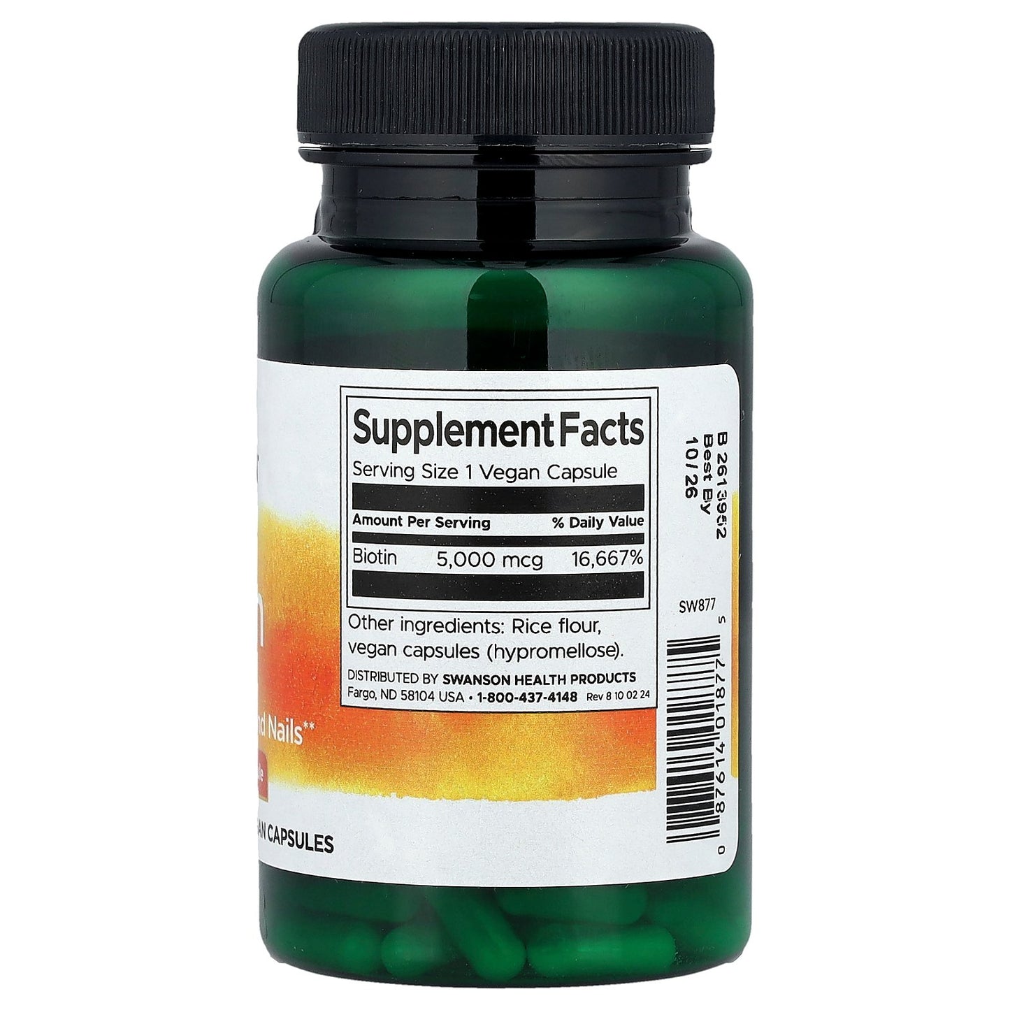 Swanson, Biotin, 5,000 mcg, 100 Vegan Capsules