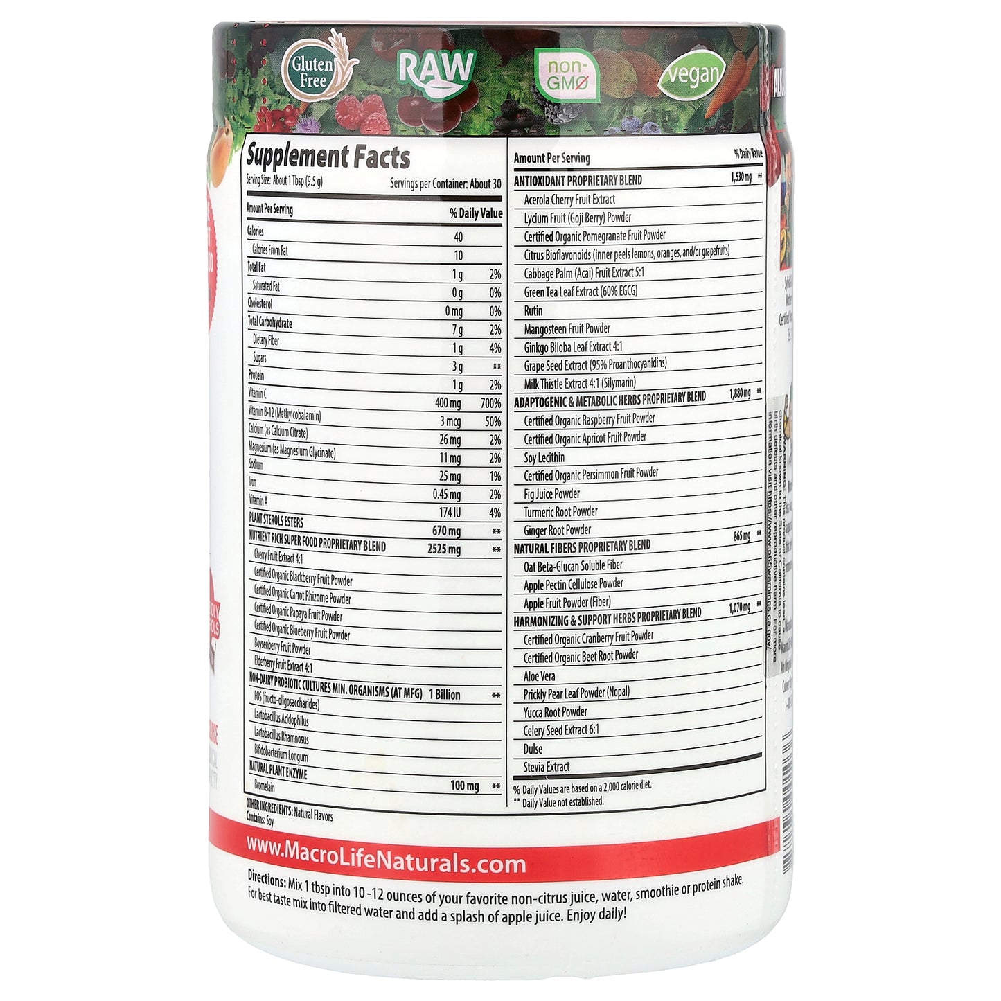 Macrolife Naturals, Miracle Reds®, Superfood, Goji, Pomegranate, Acai, Mangosteen, 10 oz (283.5 g)