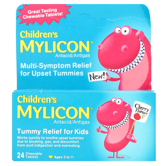 Mylicon, Children's Mylicon, Tummy Relief for Kids, Ages 2-11, Cherry, 24 Chewable Tablets