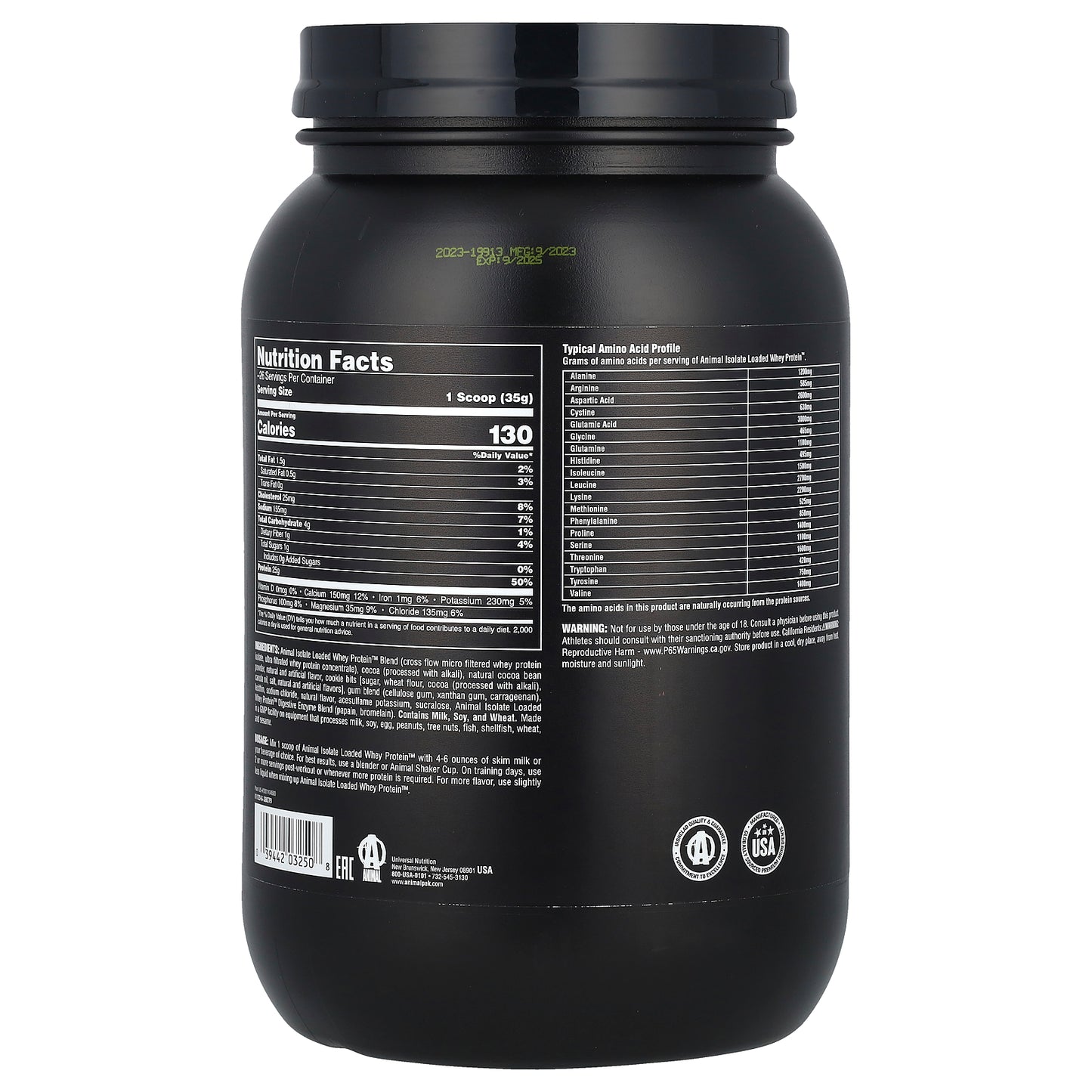 Animal, Isolated Loaded Whey Protein™, Brownie Batter, 2 lb (907 g)