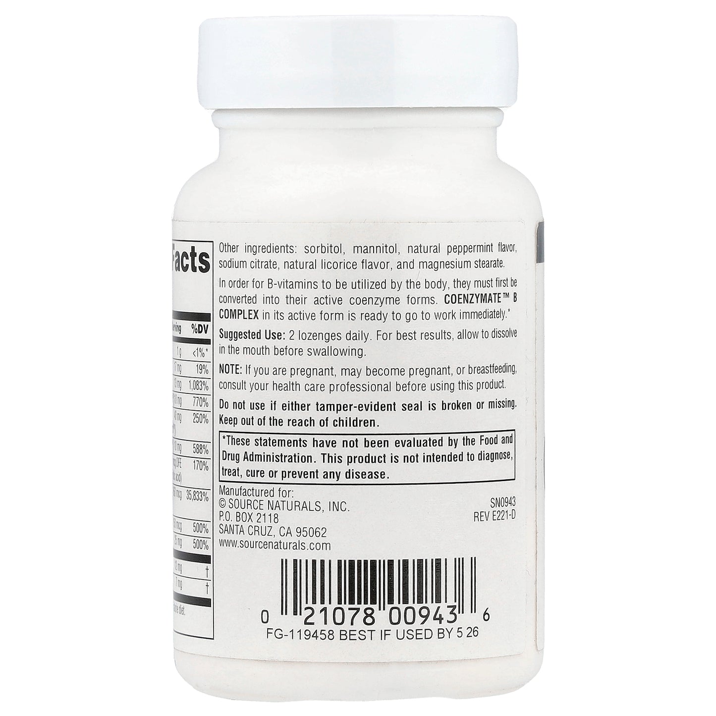 Source Naturals, Coenzymate™ B Complex, Peppermint, 60 Lozenges