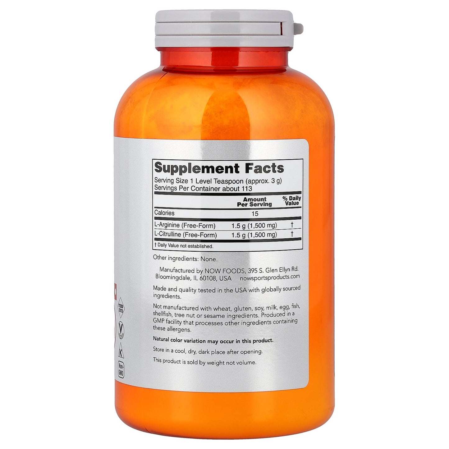 NOW Foods, Sports, Arginine & Citrulline Powder, 12 oz (340 g)