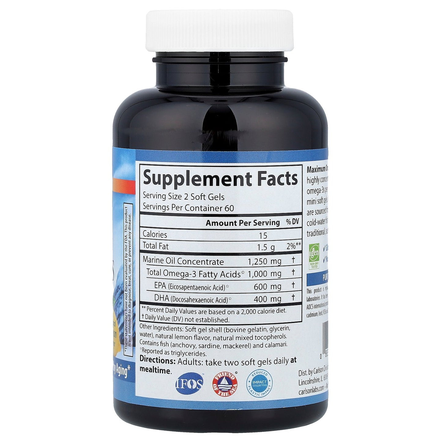 Carlson, Maximum Omega Minis, Natural Lemon, 120 Mini Soft Gels (500 mg per Soft Gel)