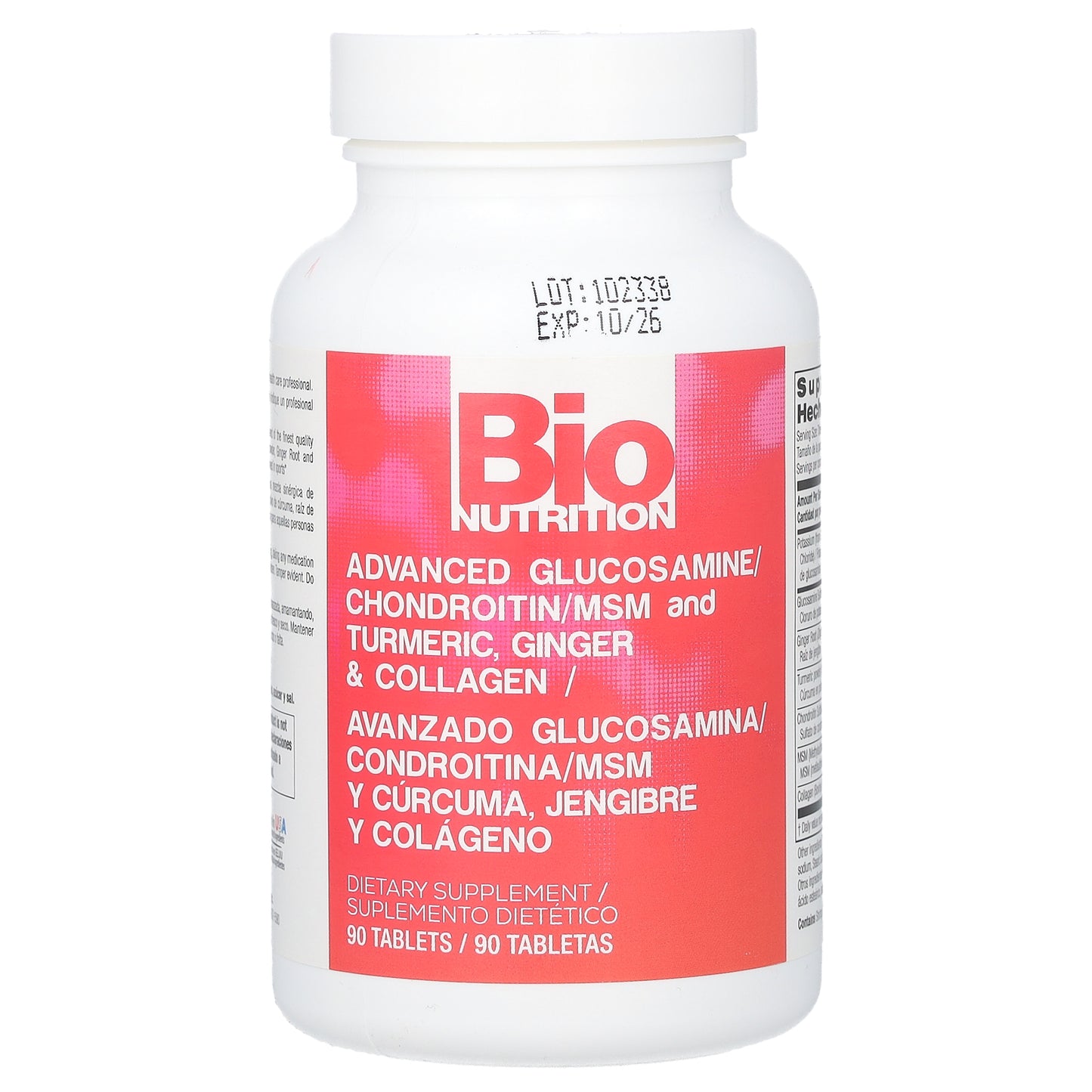 Bio Nutrition, Advanced Glucosamine/Chondroitin/MSM and Turmeric, Ginger & Collagen, 90 Tablets