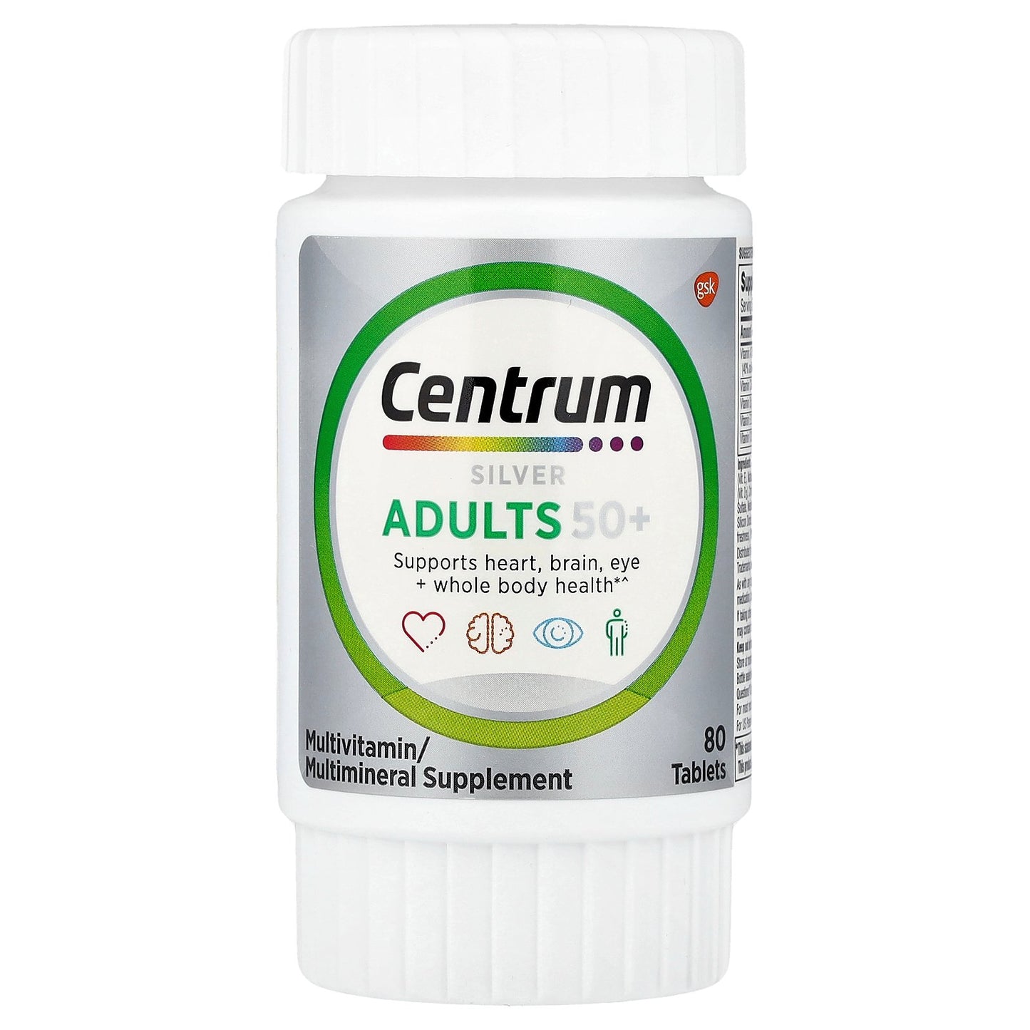 Centrum, Silver, Adults 50+, 80 Tablets