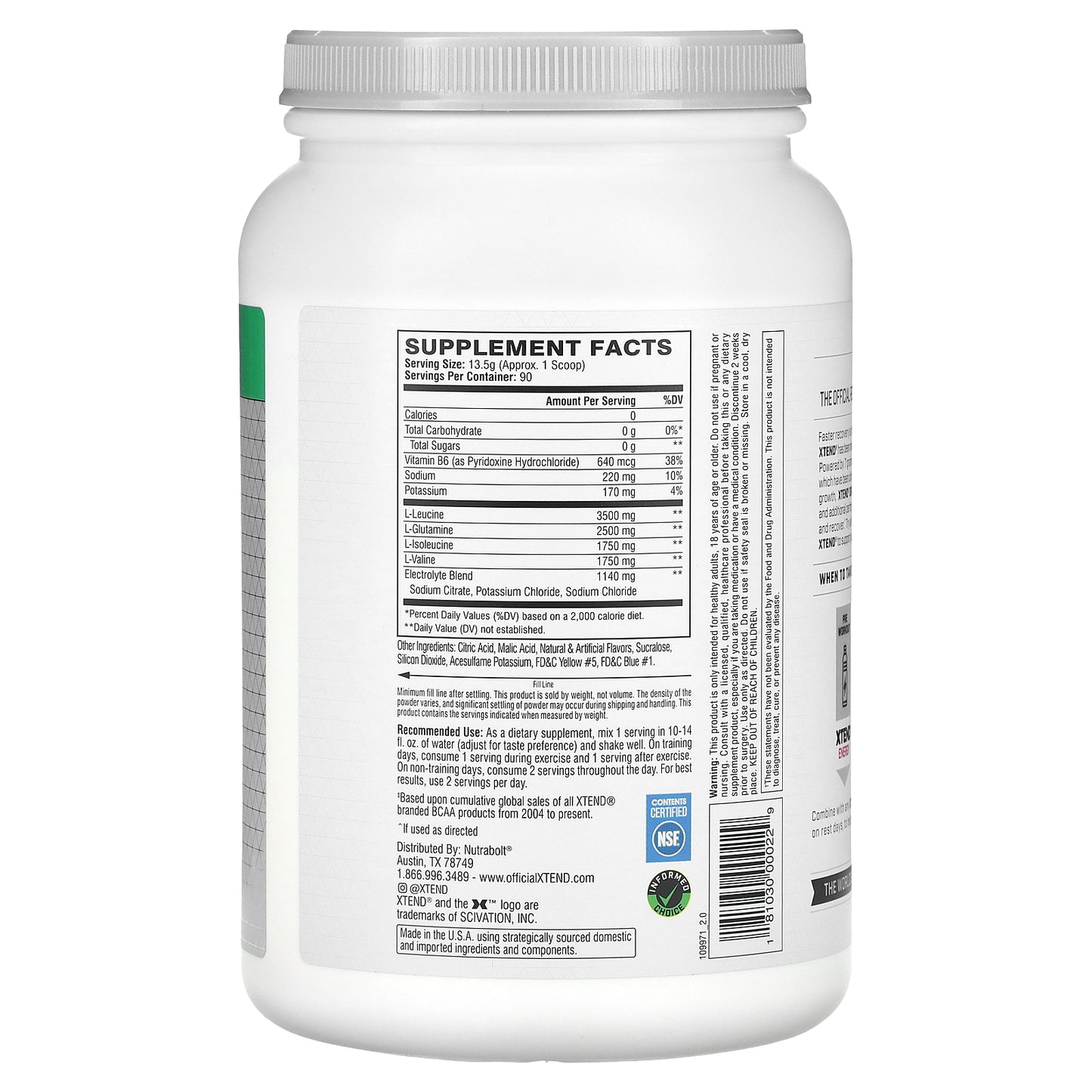 XTEND, 7G BCAA, Lemon-Lime Squeeze, 2.68 lbs (1.22 kg)