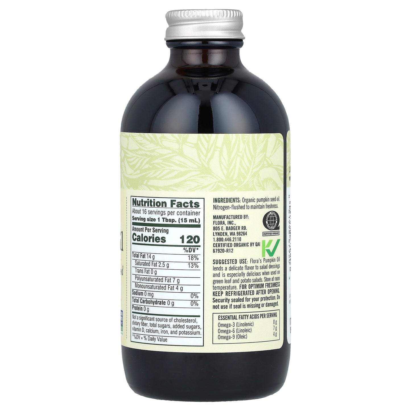 Flora, Certified Organic Pumpkin Oil, 8.5 fl oz (250 ml)