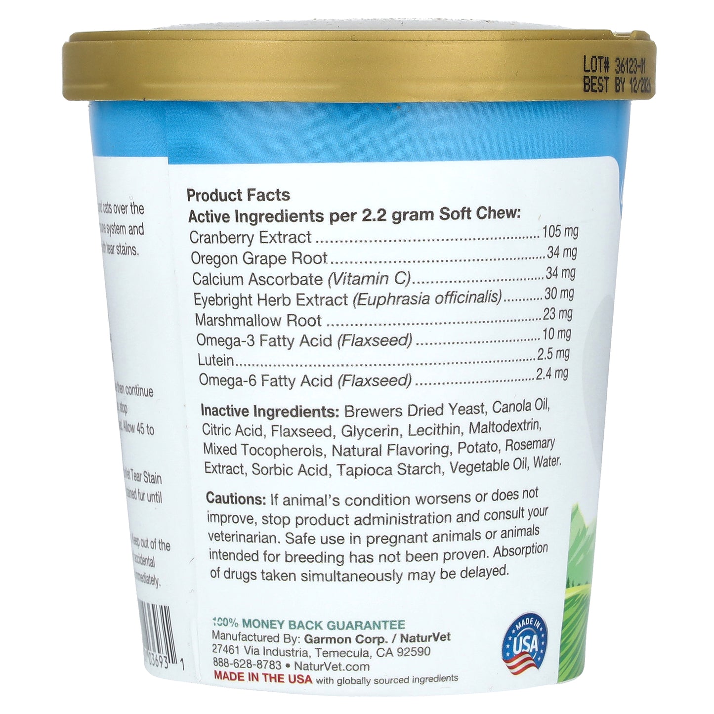 NaturVet, Tear Stain + Lutein, For Dogs & Cats, 70 Soft Chews, 5.4 oz (154 g)