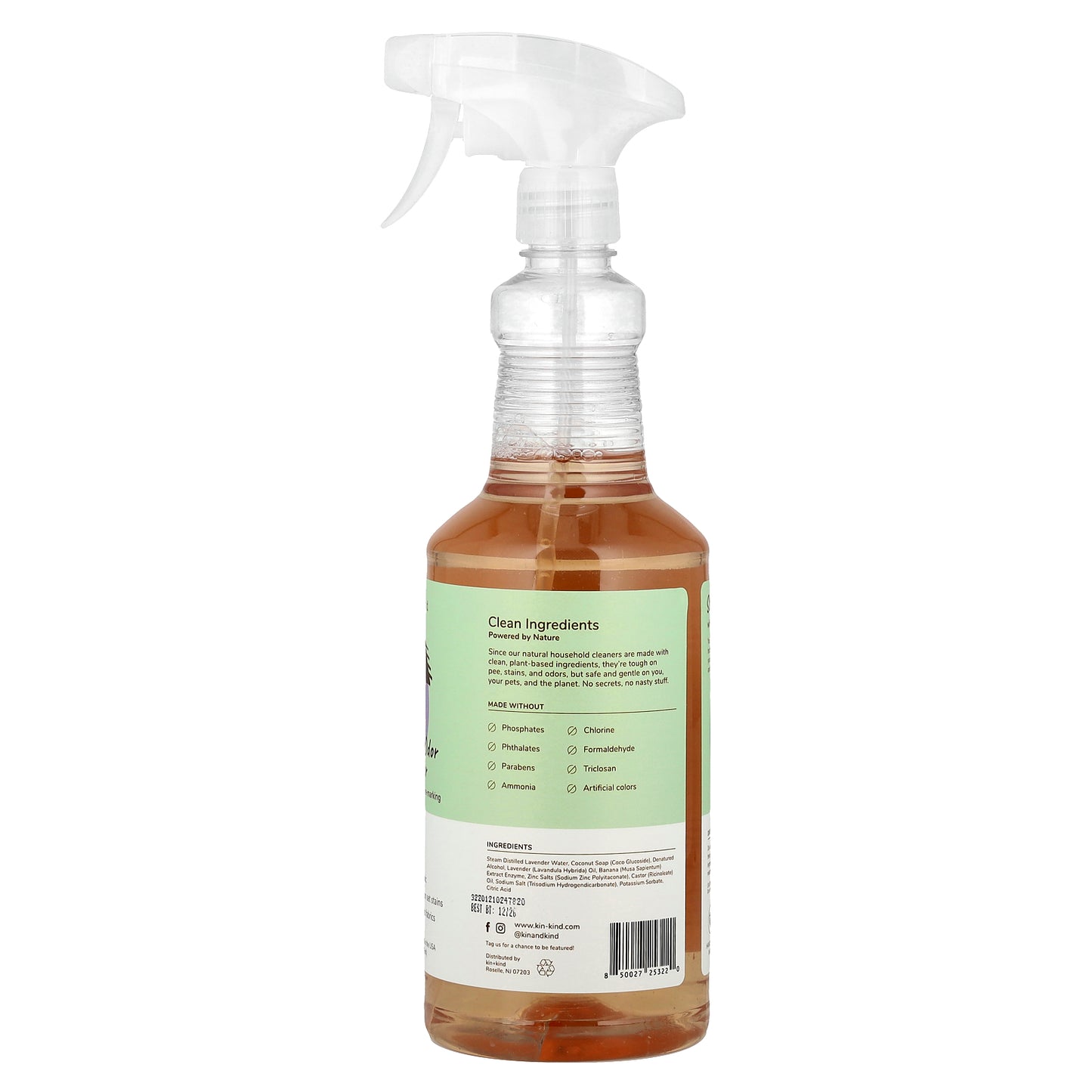 Kin+Kind, Pee + Stain + Odor Destroyer, Fabric + Carpet, Floral, 32 fl oz (946 ml)