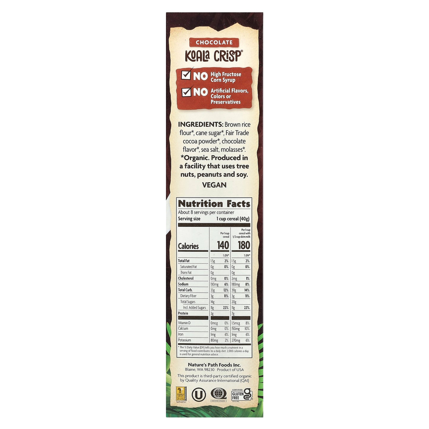 Nature's Path, EnviroKidz, Organic Koala Crisp Cereal, Chocolate , 11.5 oz (325 g)