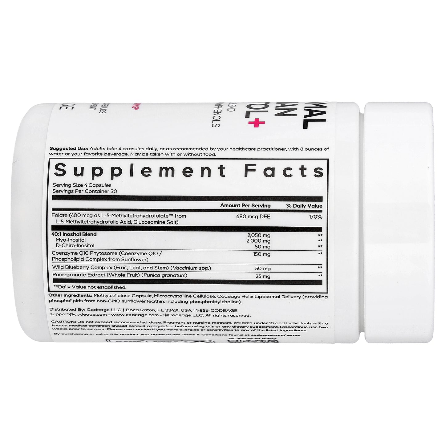 Codeage, Liposomal Ovarian Inositol+, 120 Vegetable Capsules