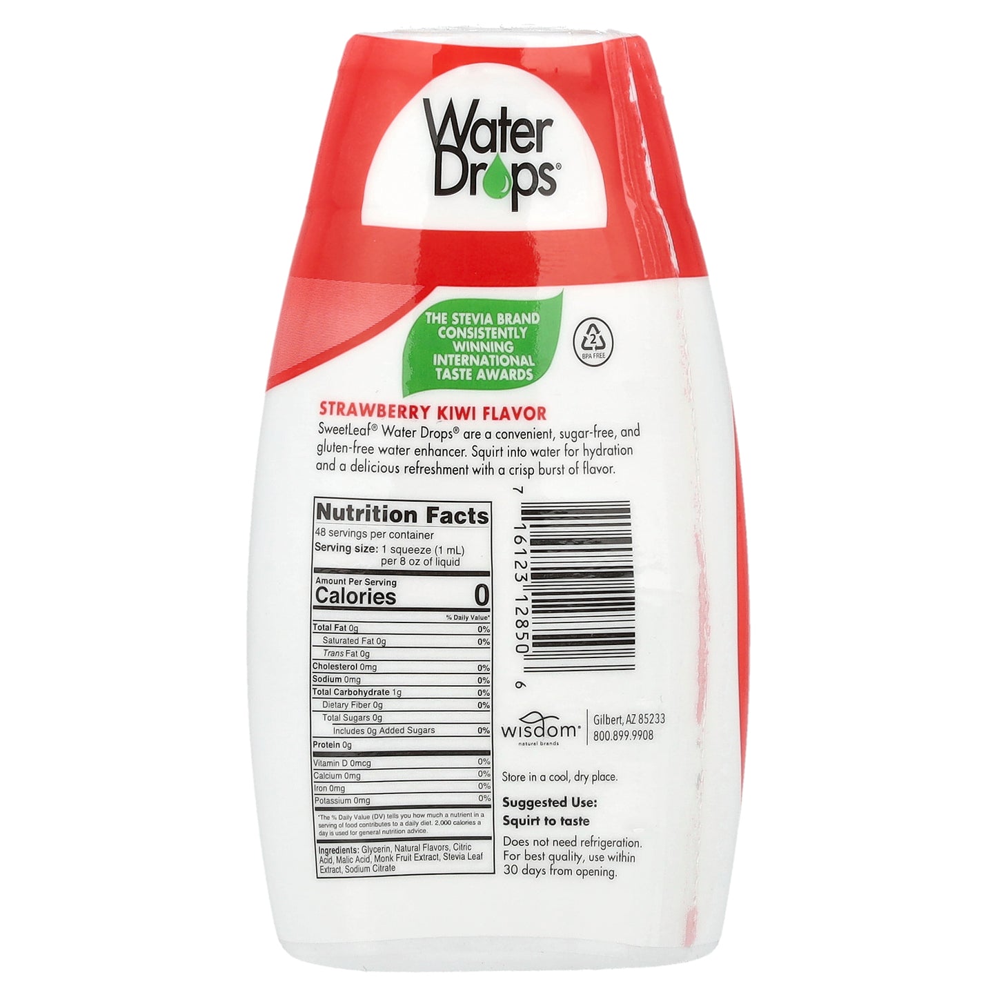 SweetLeaf Stevia, Water Drops®, Delicious Stevia Water Enhancer, Strawberry Kiwi, 1.62 fl oz (48 ml)