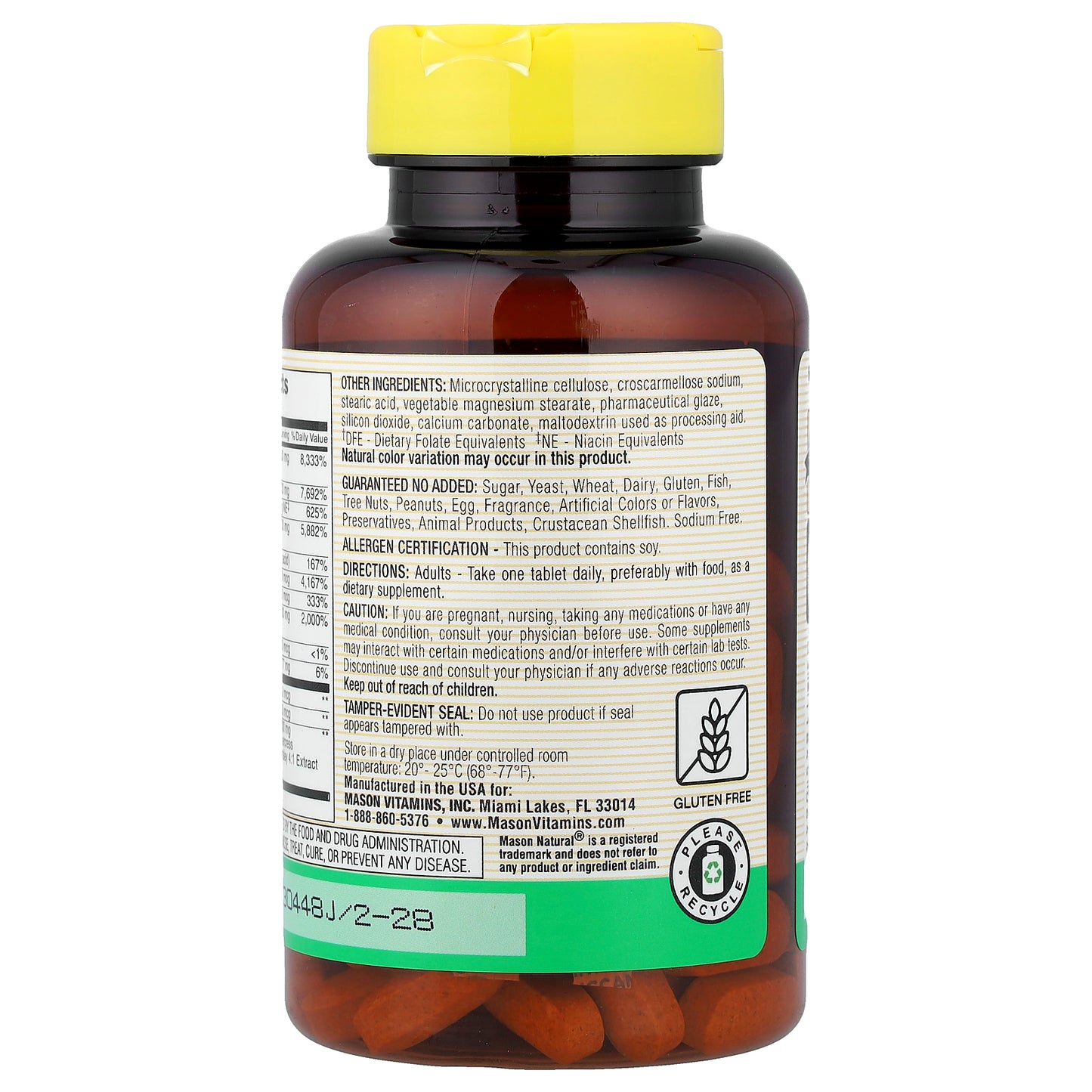 Mason Natural, Ultra B-100 Complex, 100 Tablets