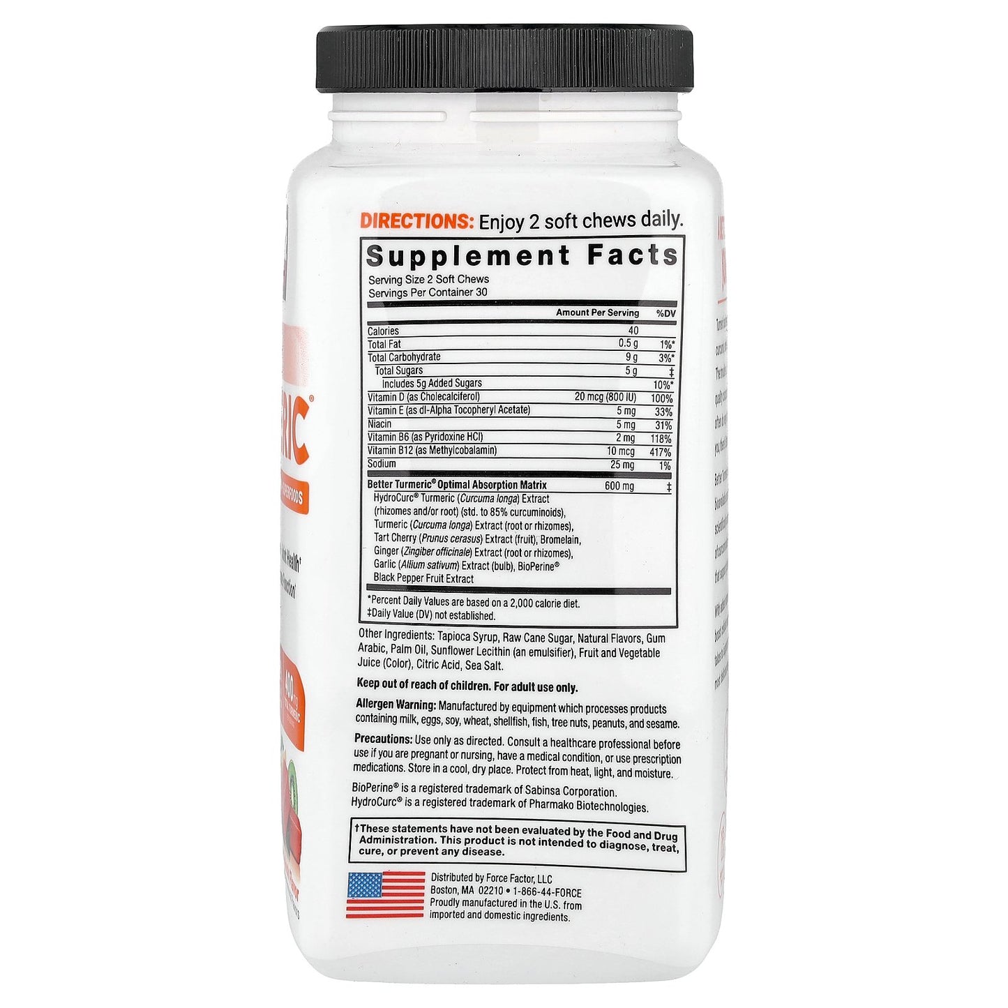 Force Factor, Better Turmeric®, Curcumin + Superfoods, Fruit Splash, 60 Soft Chews