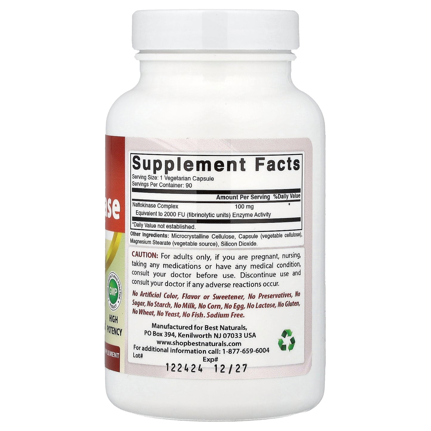 Best Naturals, Nattokinase, 100 mg, 90 Vegetarian Capsules