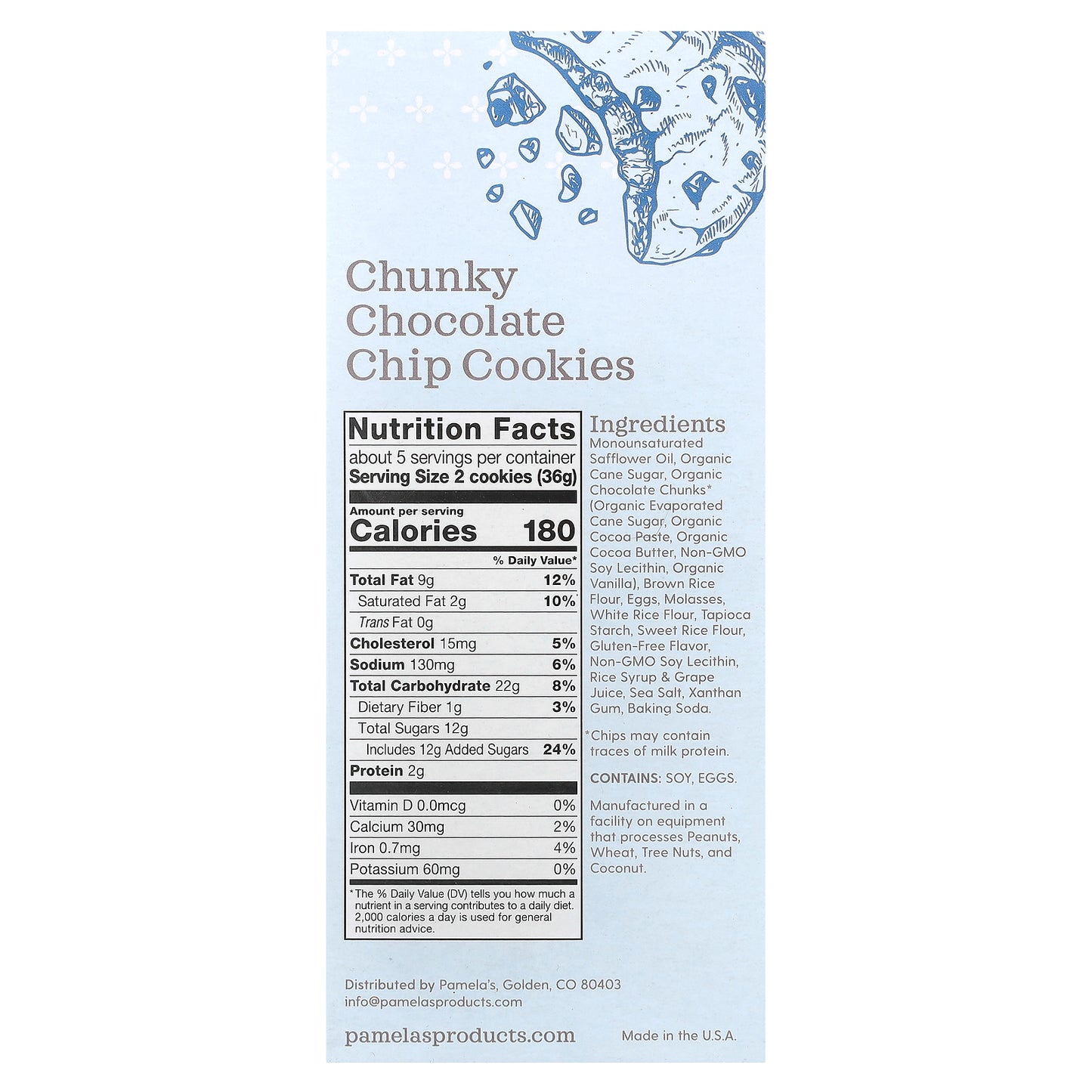 Pamela's Products, Chunky Chocolate Chip Cookies, 6.25 oz (177 g)