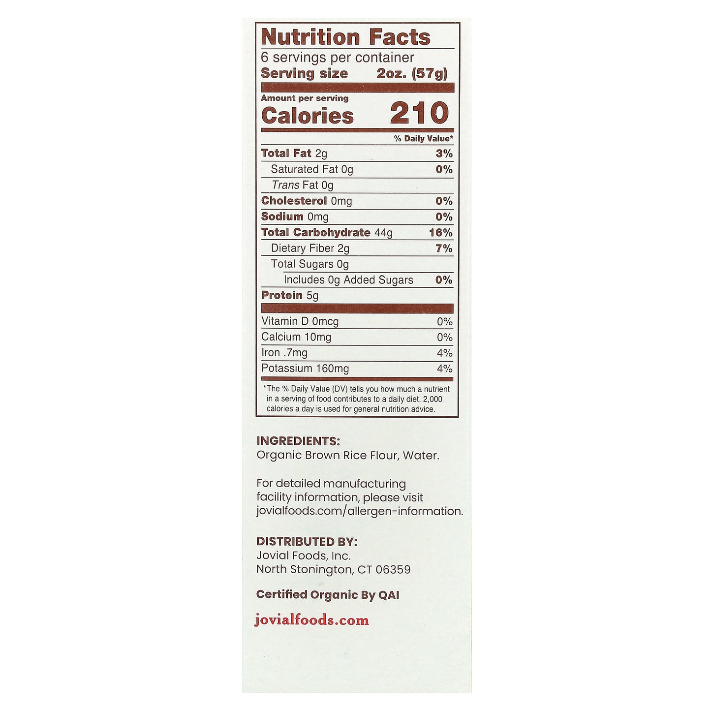 Jovial, Organic Brown Rice Pasta, Fusilli, 12 oz (340 g)