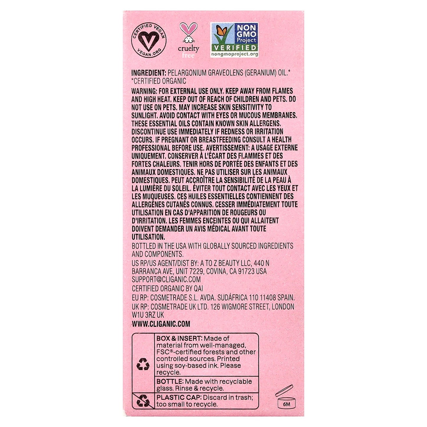 Cliganic, Moment of Ease™, 100% Pure Essential Oil, Geranium, 0.34 fl oz (10 ml)