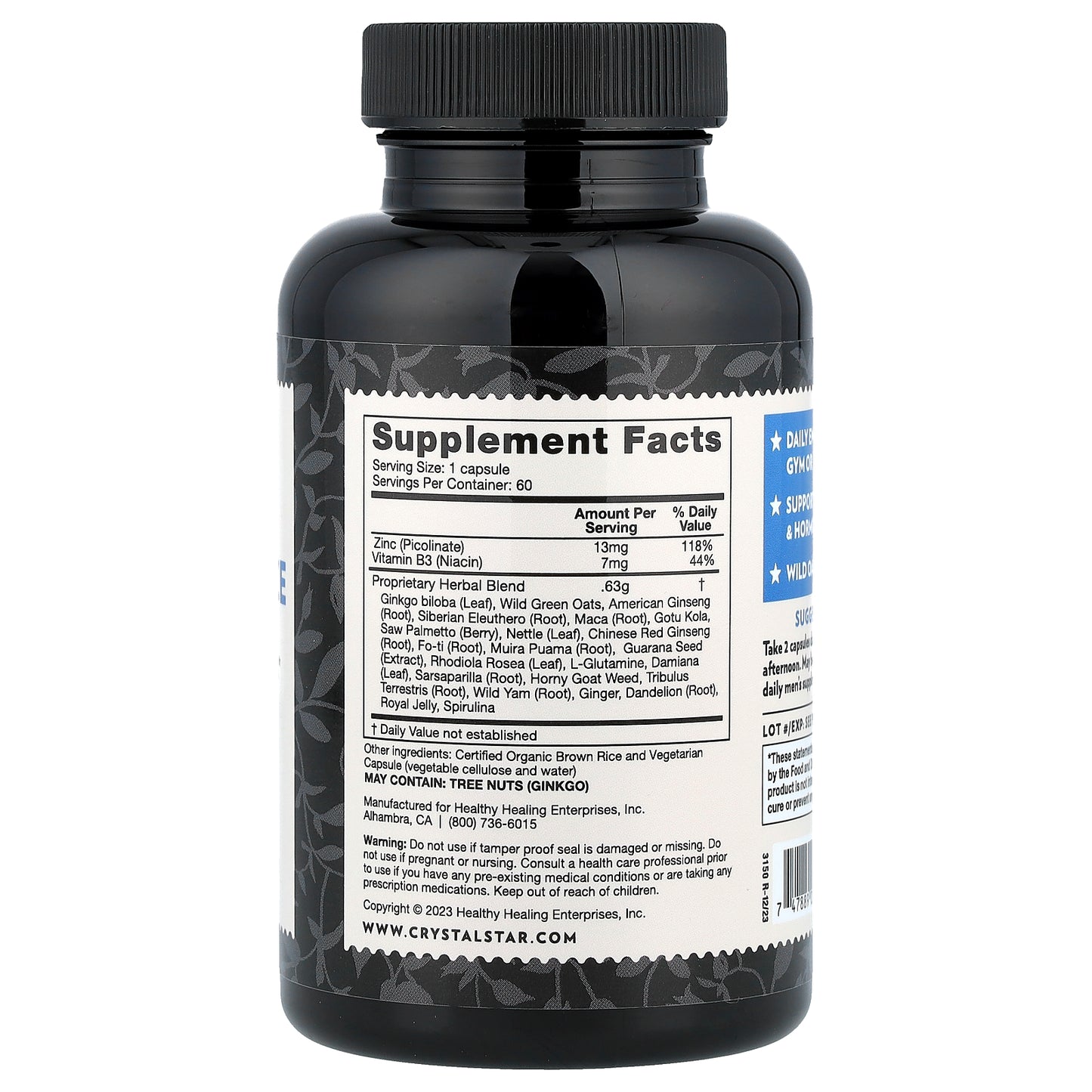 Crystal Star, Male Performance, 60 Vegetarian Capsules