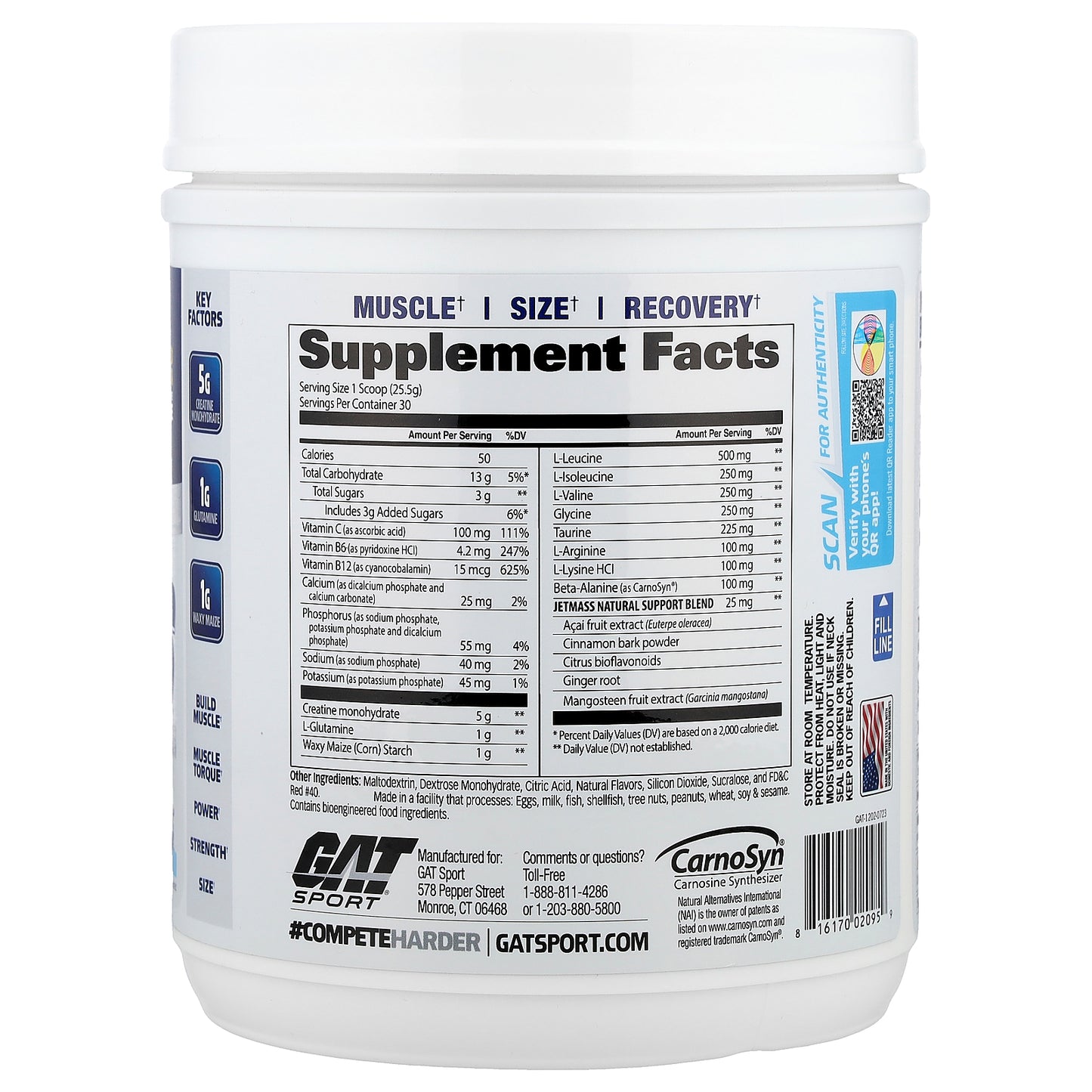 GAT, JetMASS®, Fast-Acting Volumizing Creatine System, Tropical Ice, 1.7 lbs (765 g)