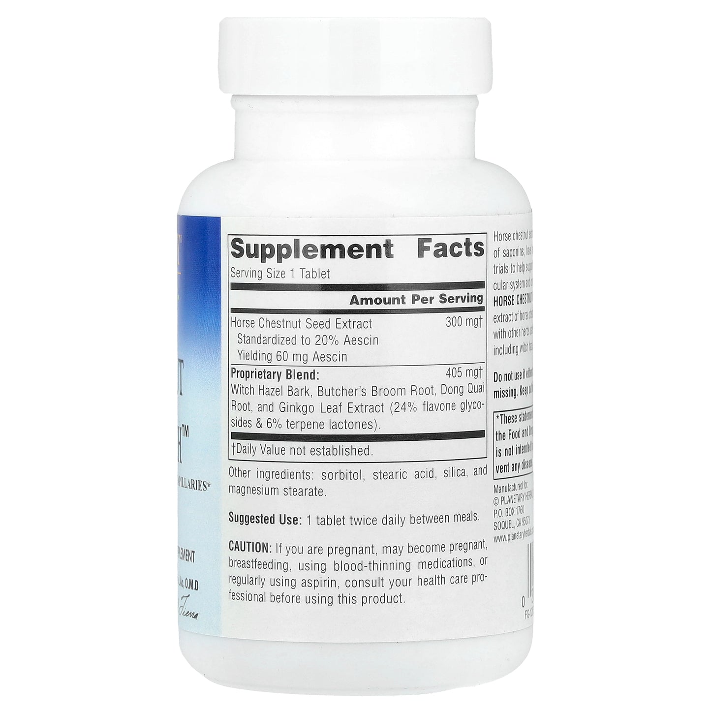 Planetary Herbals, Horse Chestnut Vein Strength™, 705 mg, 90 Tablets