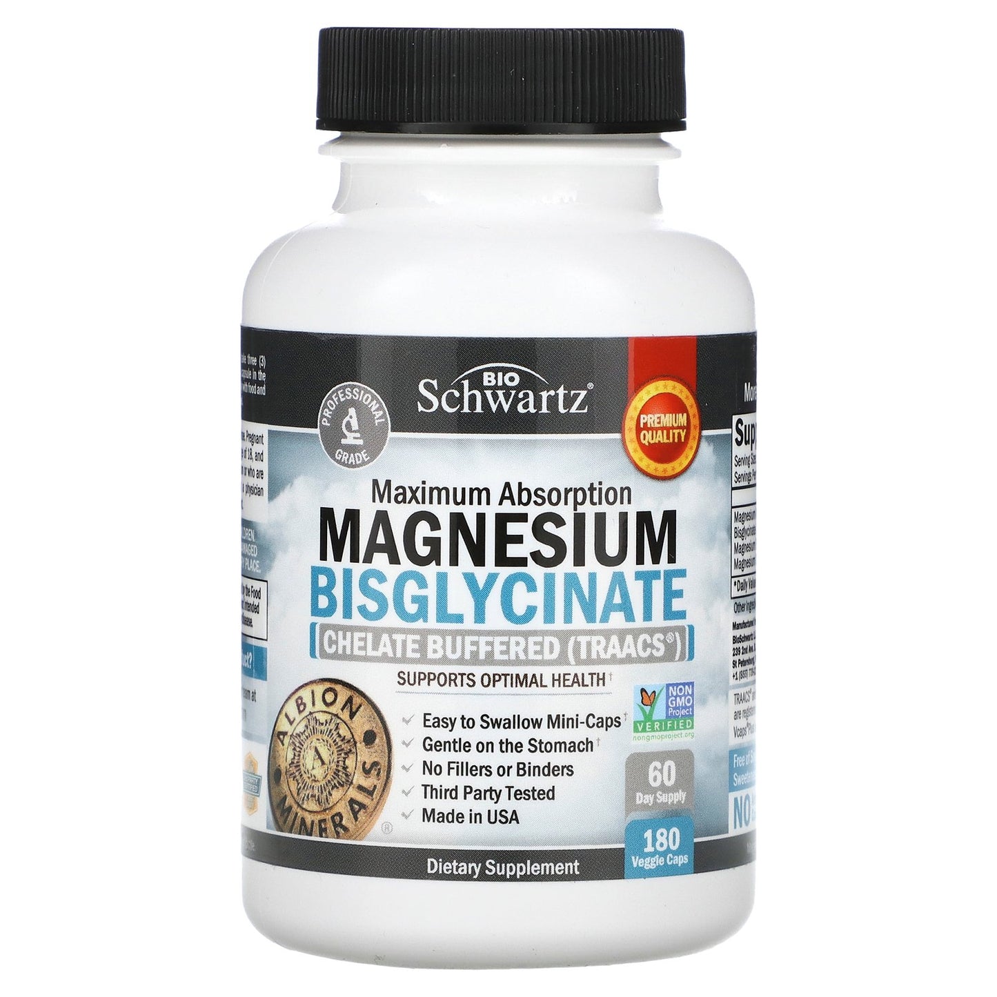 BioSchwartz, Maximum Absorption Magnesium Bisglycinate, 180 Veggie Caps (24 mg per Capsule)