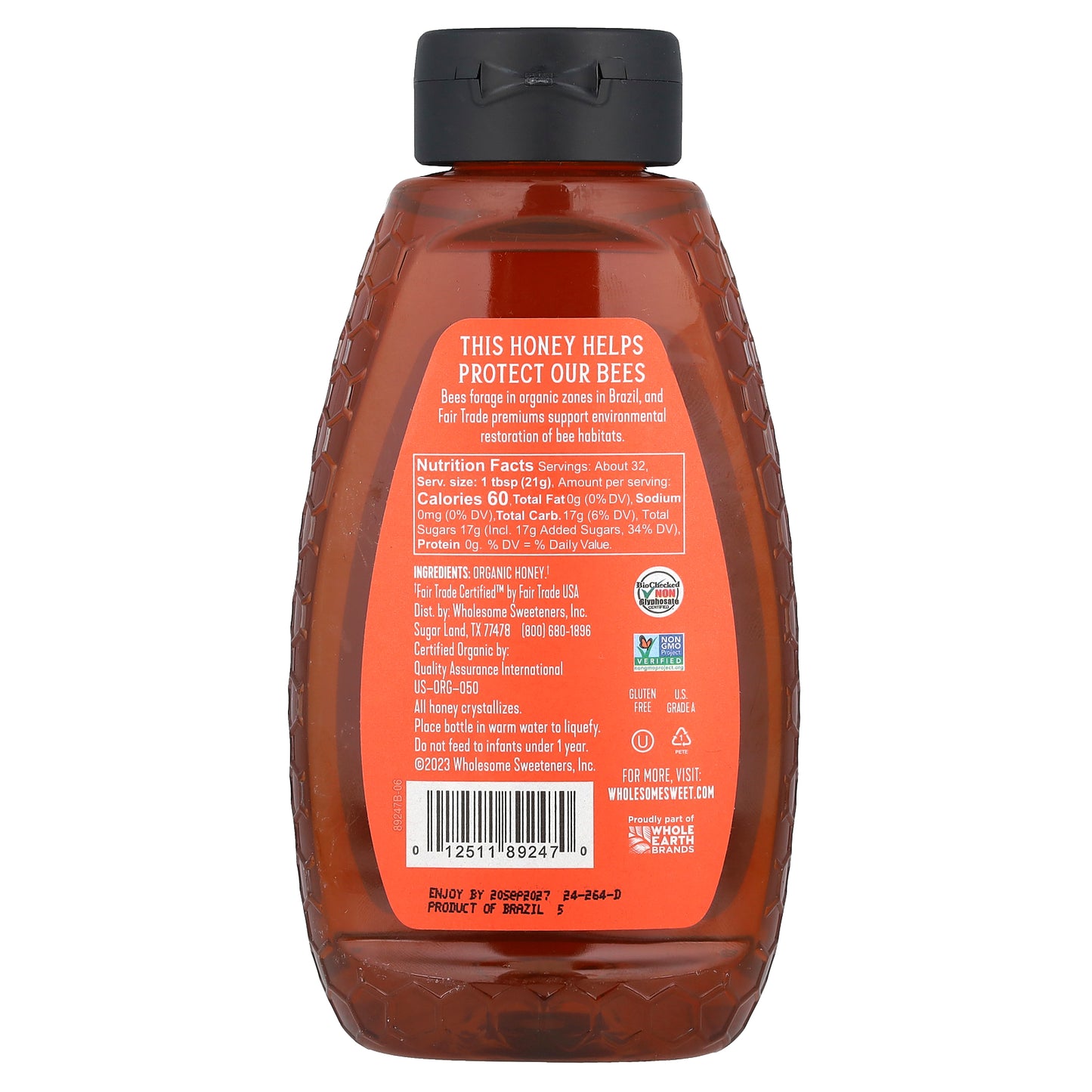 Wholesome Sweeteners, Fair Trade Organic Honey, 24 oz (680 g)