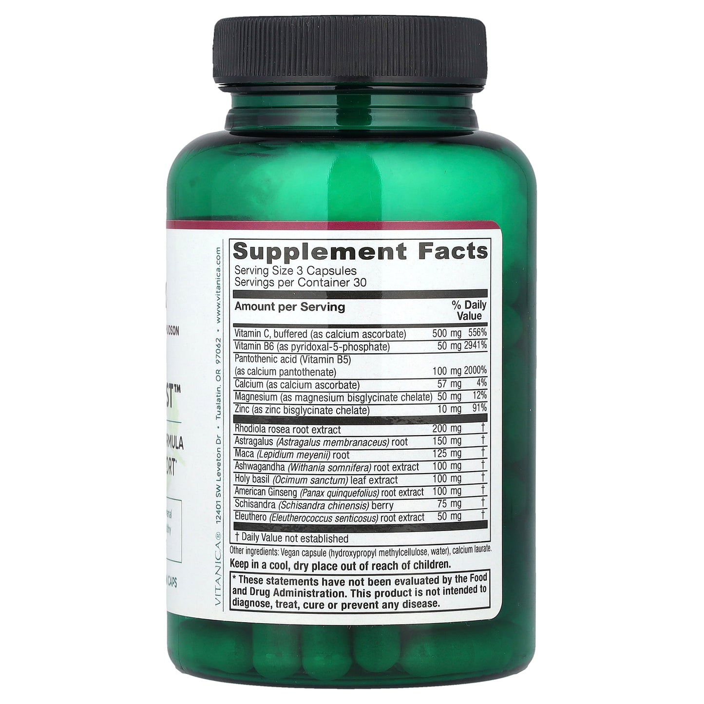 Vitanica, Adrenal Assist™, Daily Adrenal Support, 90 Vegan Caps