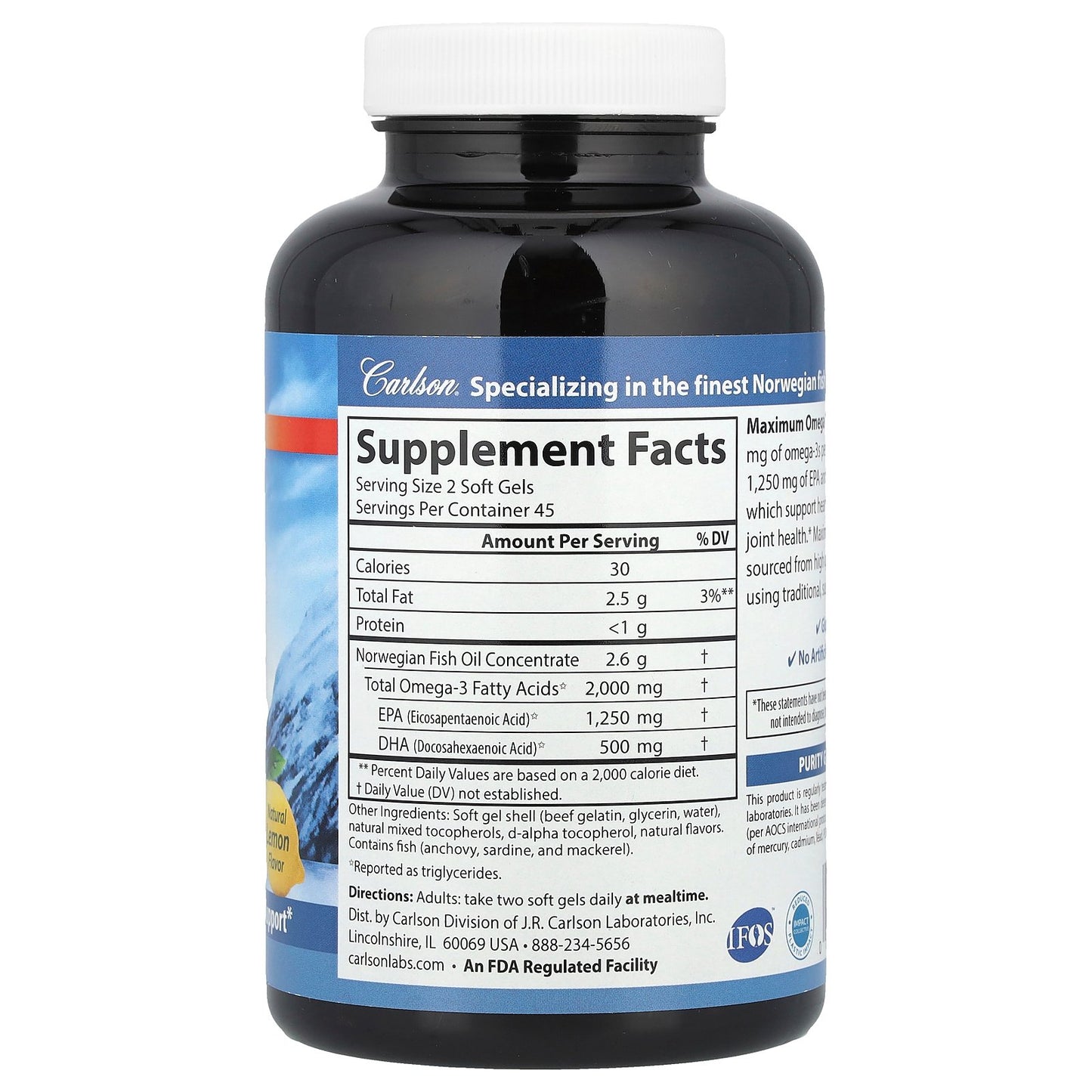 Carlson, Wild Norwegian, Maximum Omega 2000, Natural Lemon, 90 Soft Gels (1,000 mg per Soft Gel)