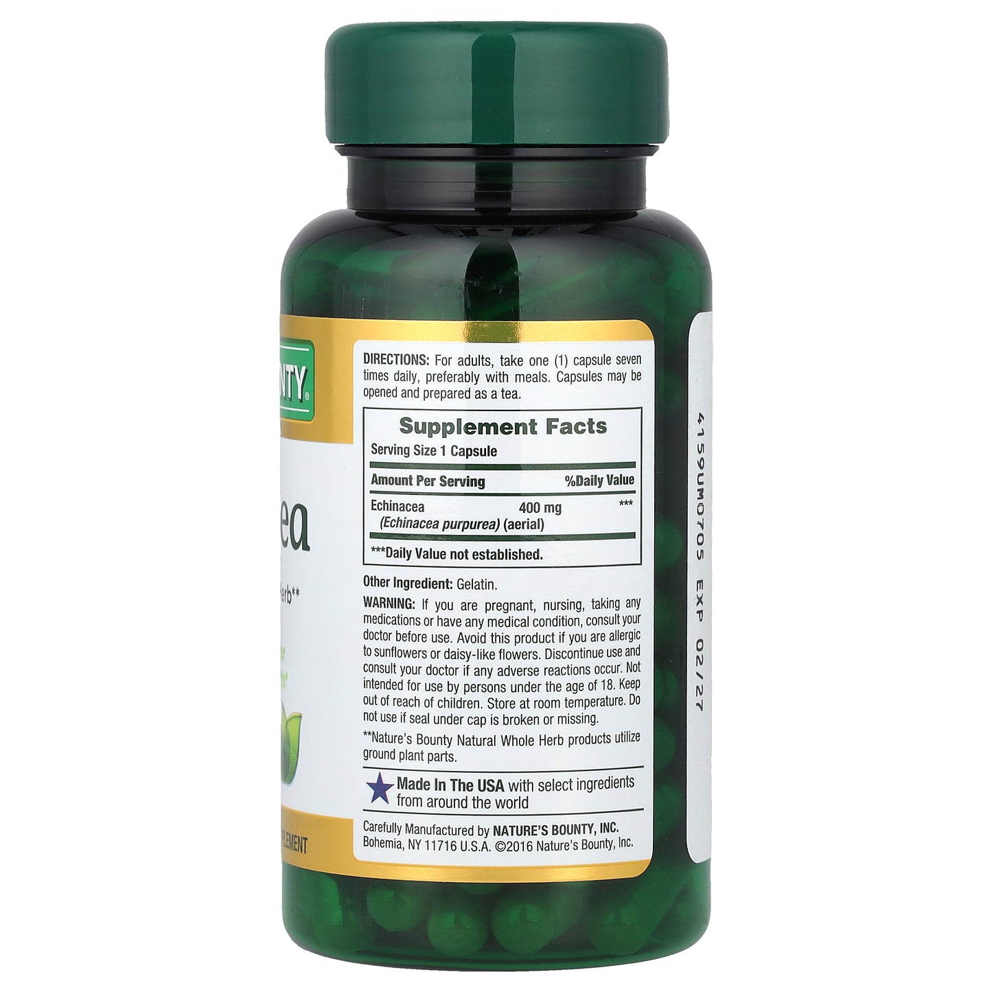 Nature's Bounty, Echinacea, 400 mg, 100 Capsules