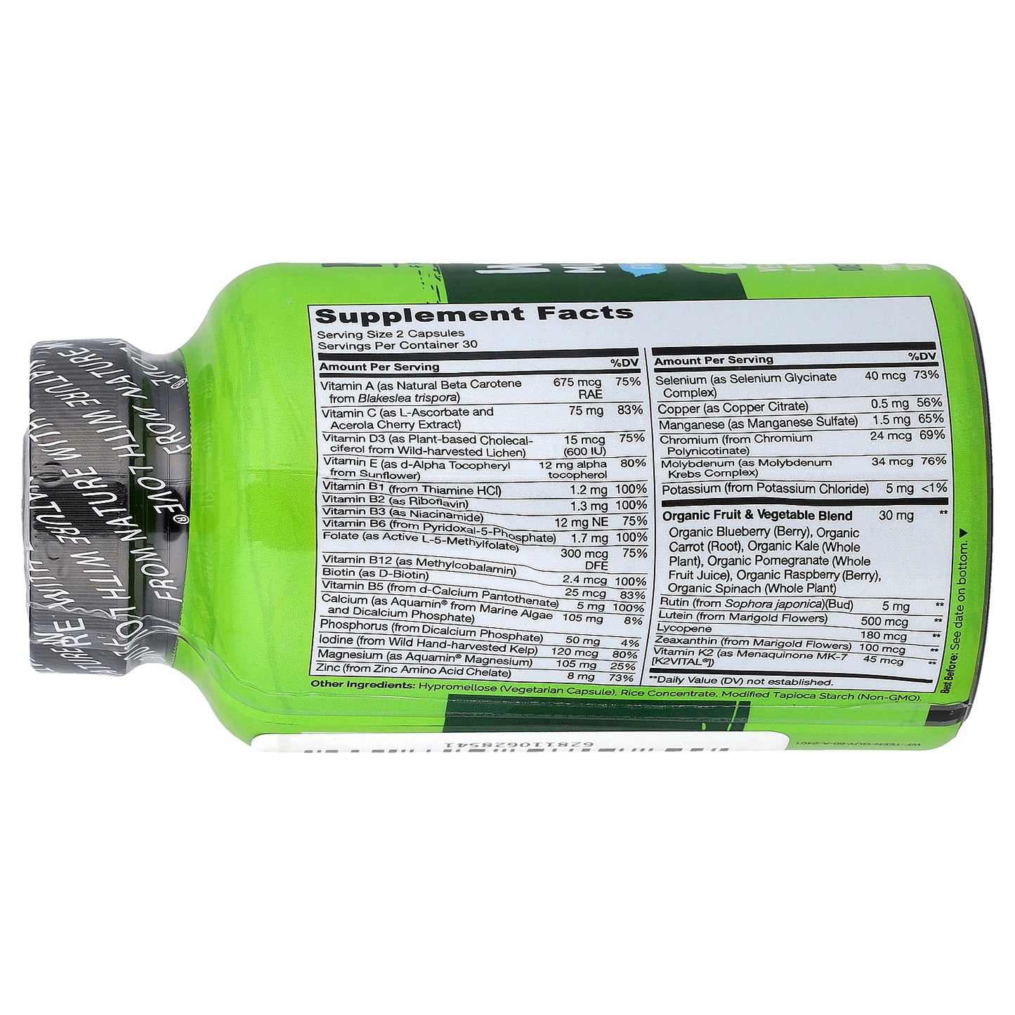 NATURELO, Whole Food Multivitamin For Teen Guys, 60 Vegetarian Capsules