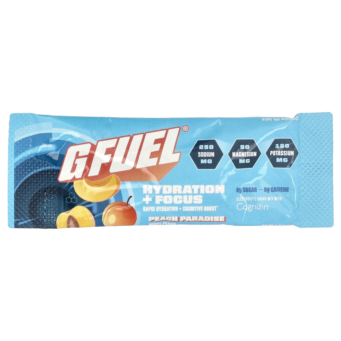 G FUEL, Hydration + Focus, Electrolyte Drink Mix with Cognizin®, Peach Paradise, 20 Stick Packs, 0.21 oz (6 g) Each