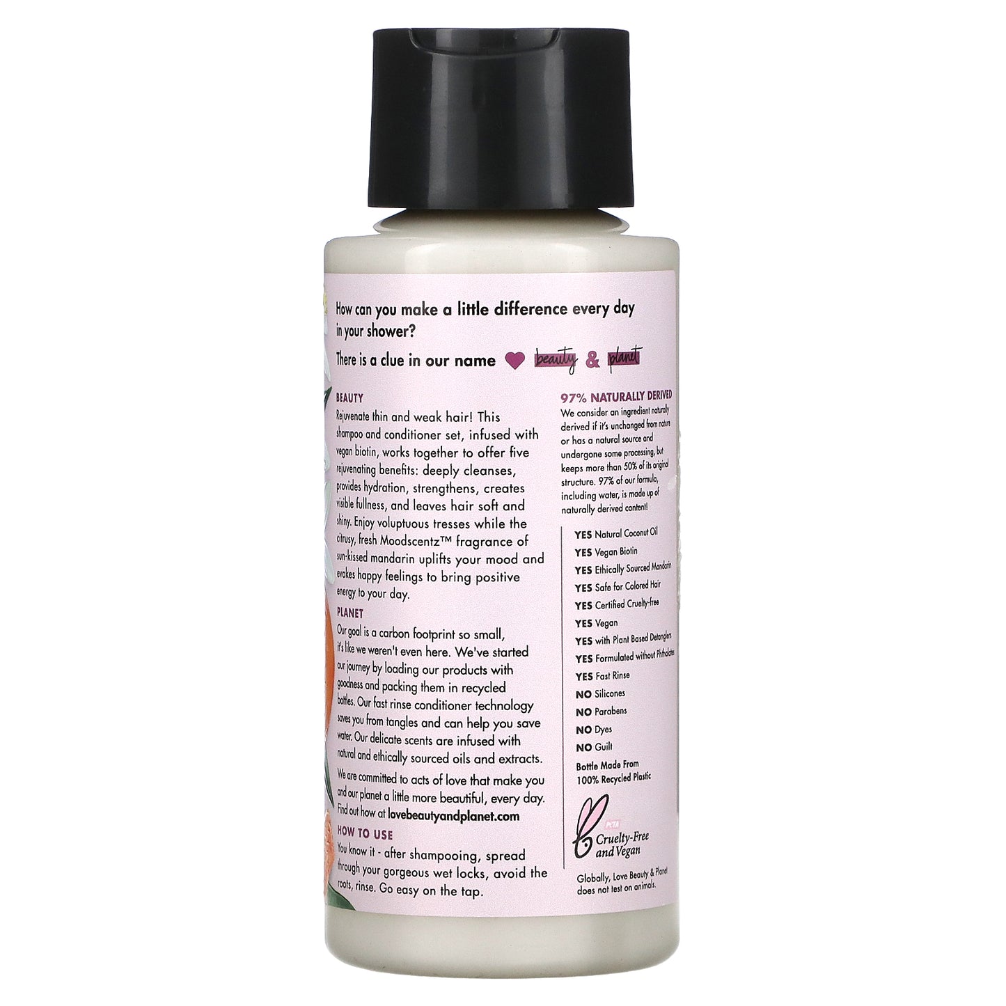 Love Beauty and Planet, 5 in 1 Multi-Benefit Vegan Conditioner, Vegan Keratin & Sun-Kissed Mandarin, 13.5 fl oz (400 ml)