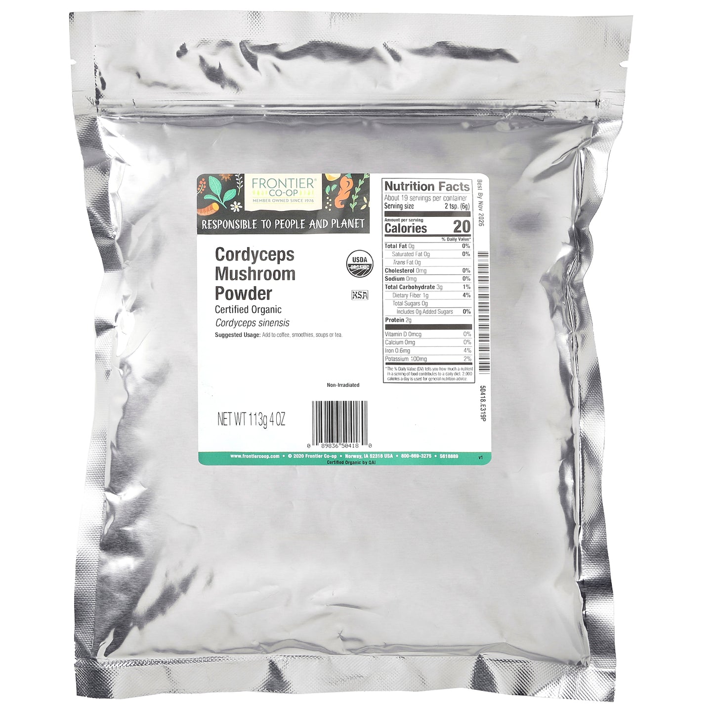 Frontier Co-op, Organic Cordyceps Mushroom Powder, 4 oz (113 g)