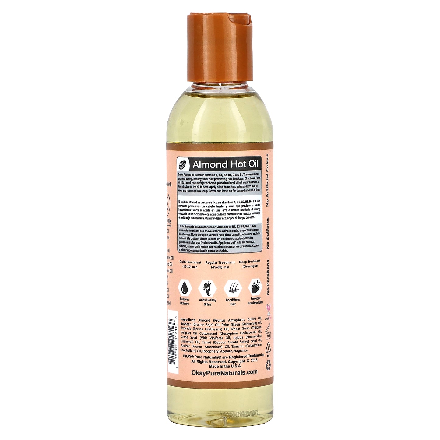 Okay Pure Naturals, Almond Hot Oil Treatment, 6 oz (177 ml)