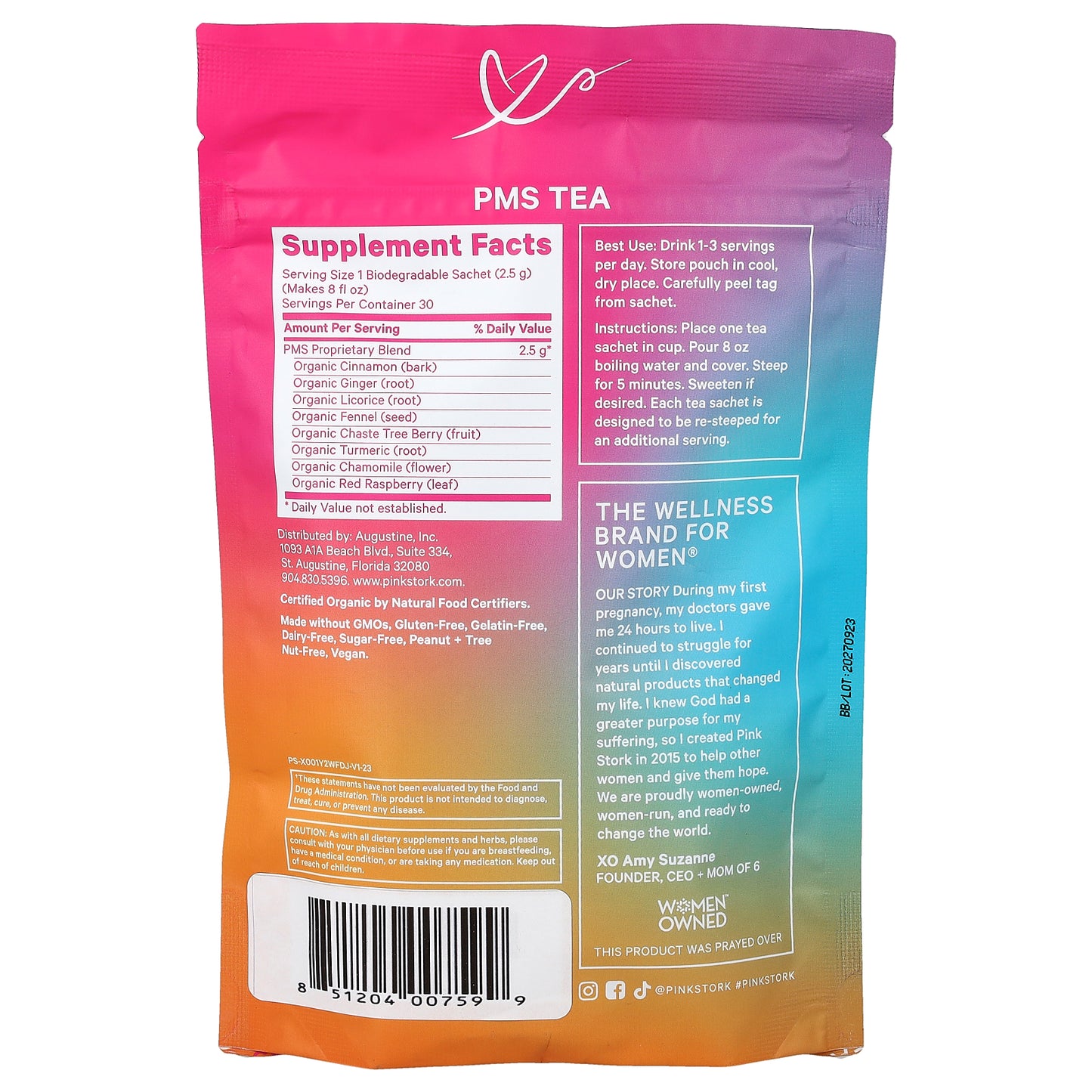 Pink Stork, PMS Tea, Warm Cinnamon, 15 Sachets, 1.3 oz (37.5 g)