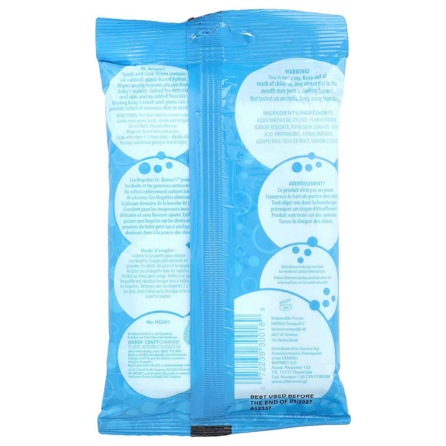 Dr. Brown's, Tooth & Gum Wipes, Grape, 30 Wipes