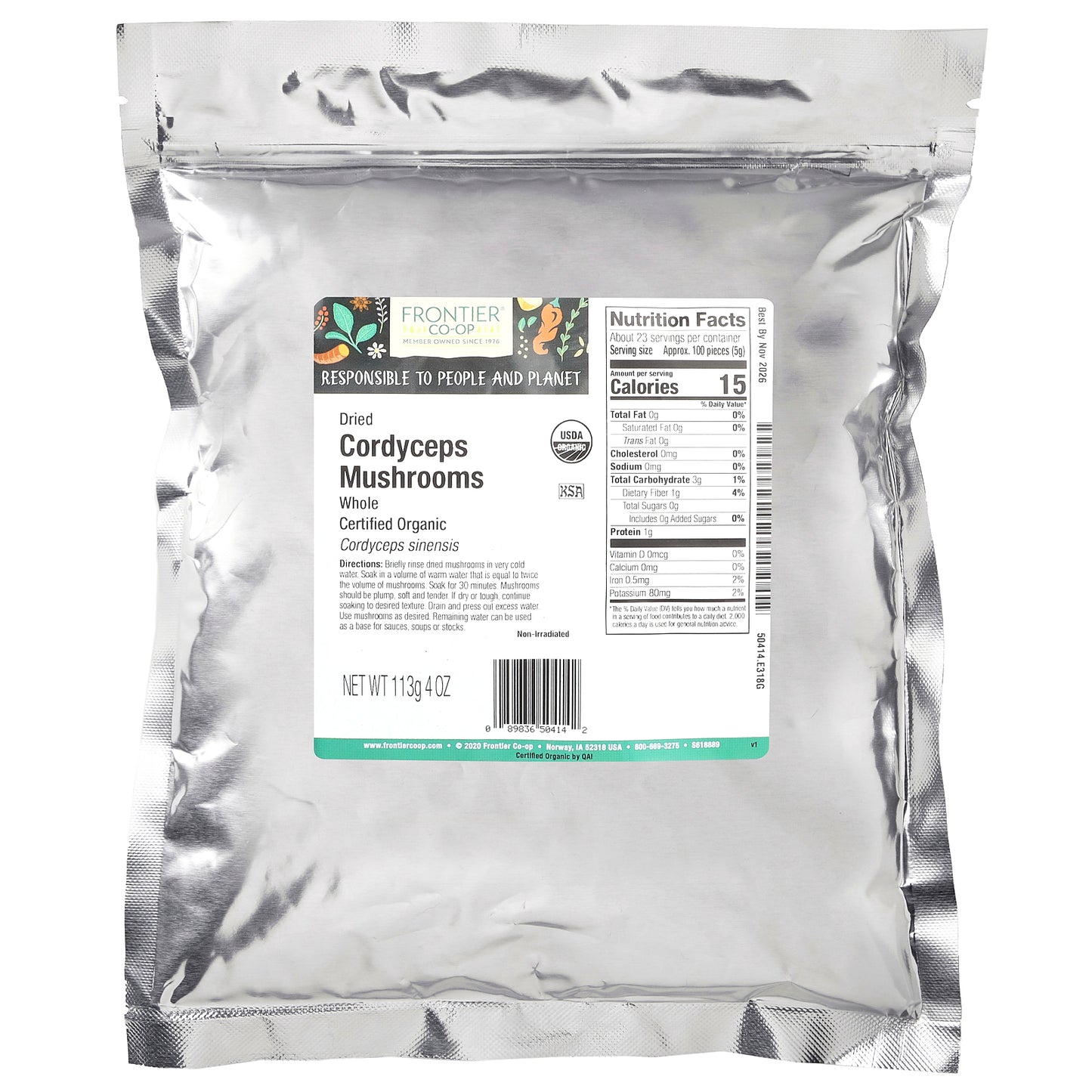 Frontier Co-op, Organic Whole Dried Codyceps Mushrooms, 4 oz (113 g)