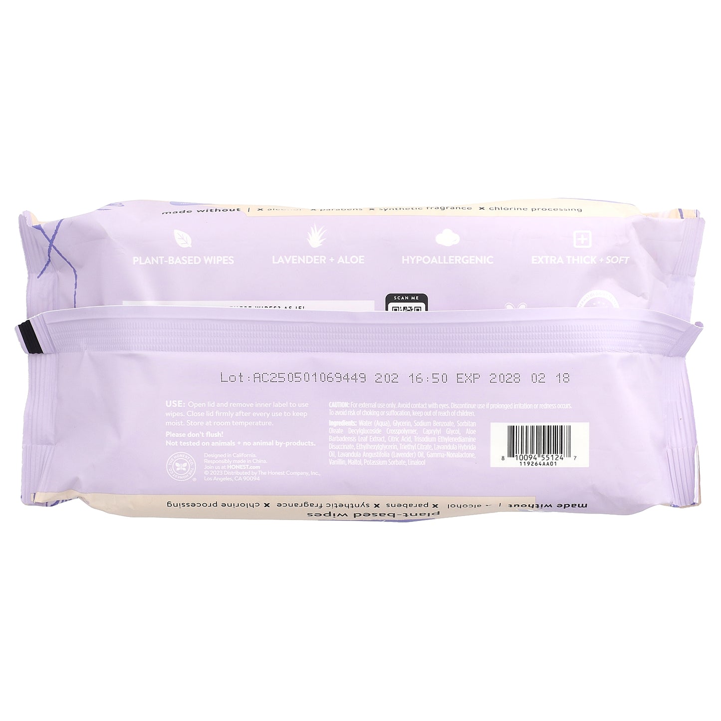 The Honest Company, Plant-Based Wipes, Lavender, 60 Count