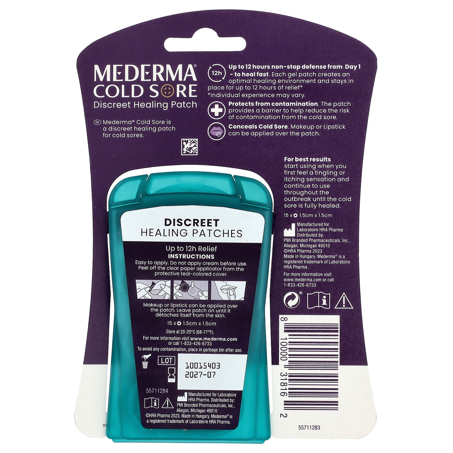 Mederma, Cold Sore, Discreet Healing Patch, 15 Patches