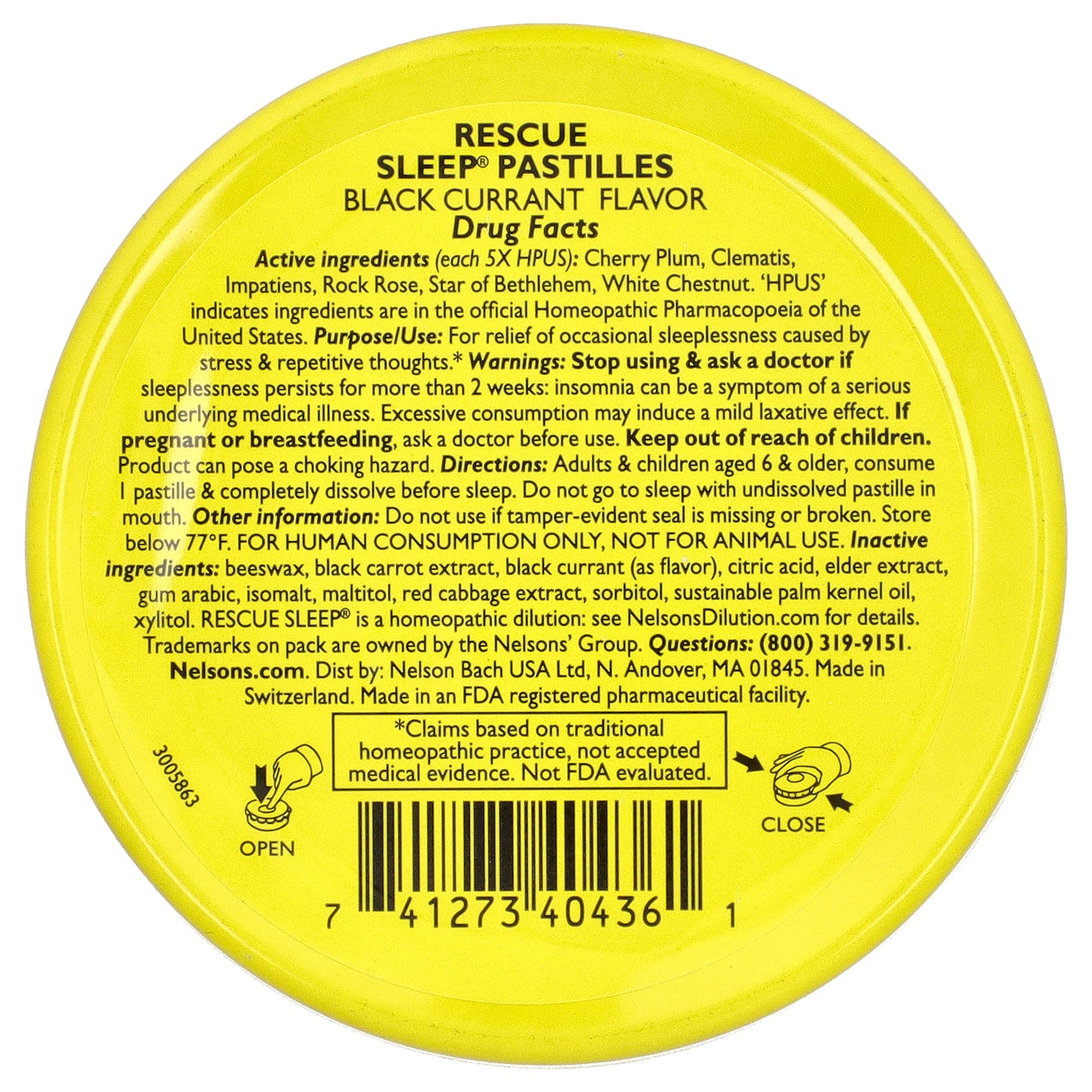 Bach, Rescue Sleep® Pastilles, Black Currant, 35 Pastilles, 1.7 oz (50 g)