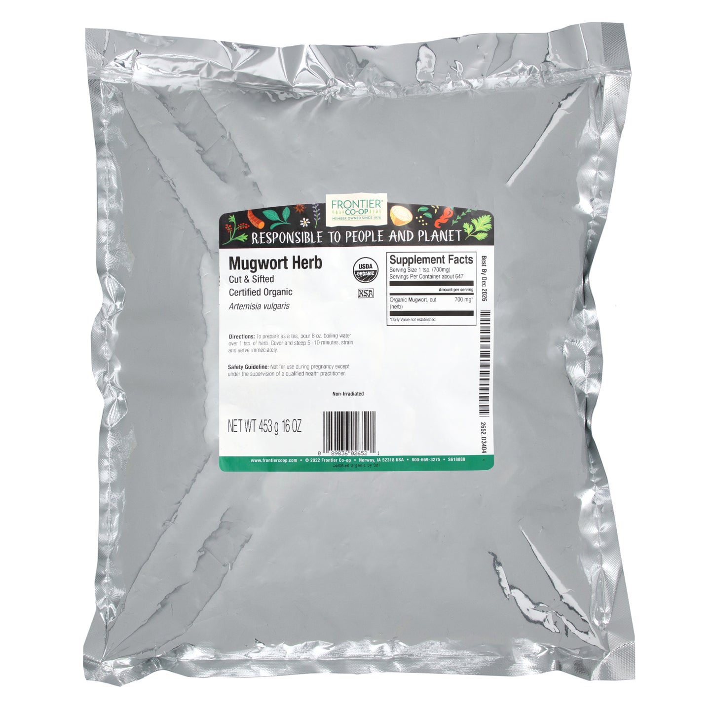 Frontier Co-op, Organic Cut & Sifted Mugwort Herb, 16 oz (453 g)