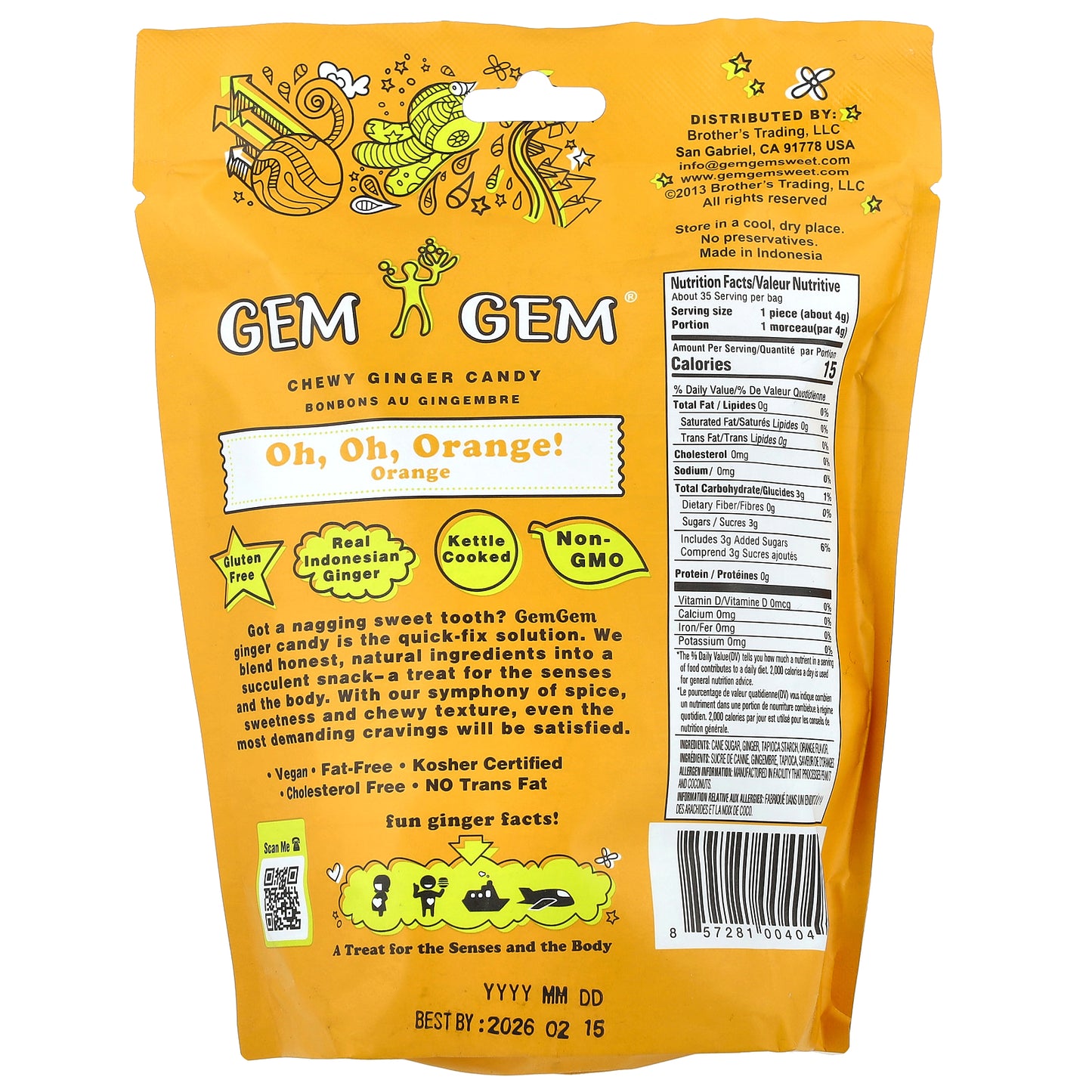 Jayone, Chewy Ginger Candy, Oh, Oh, Orange!, 5 oz (141.8 g)