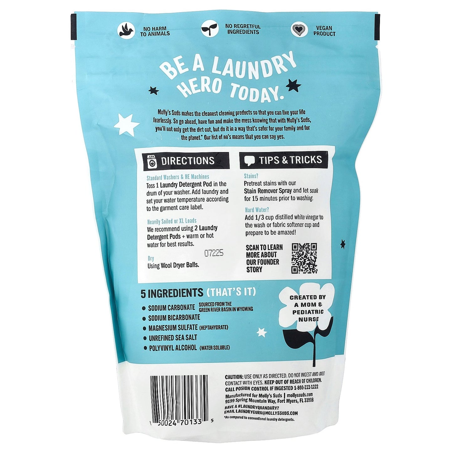 Molly's Suds, Laundry Pods, Unscented, 60 Pods, 29.63 oz (0.84 kg)