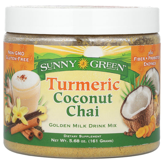 Zhou Nutrition, Sunny Green, Golden Milk Drink Mix, Turmeric Coconut Chai, 5.68 oz (161 g)