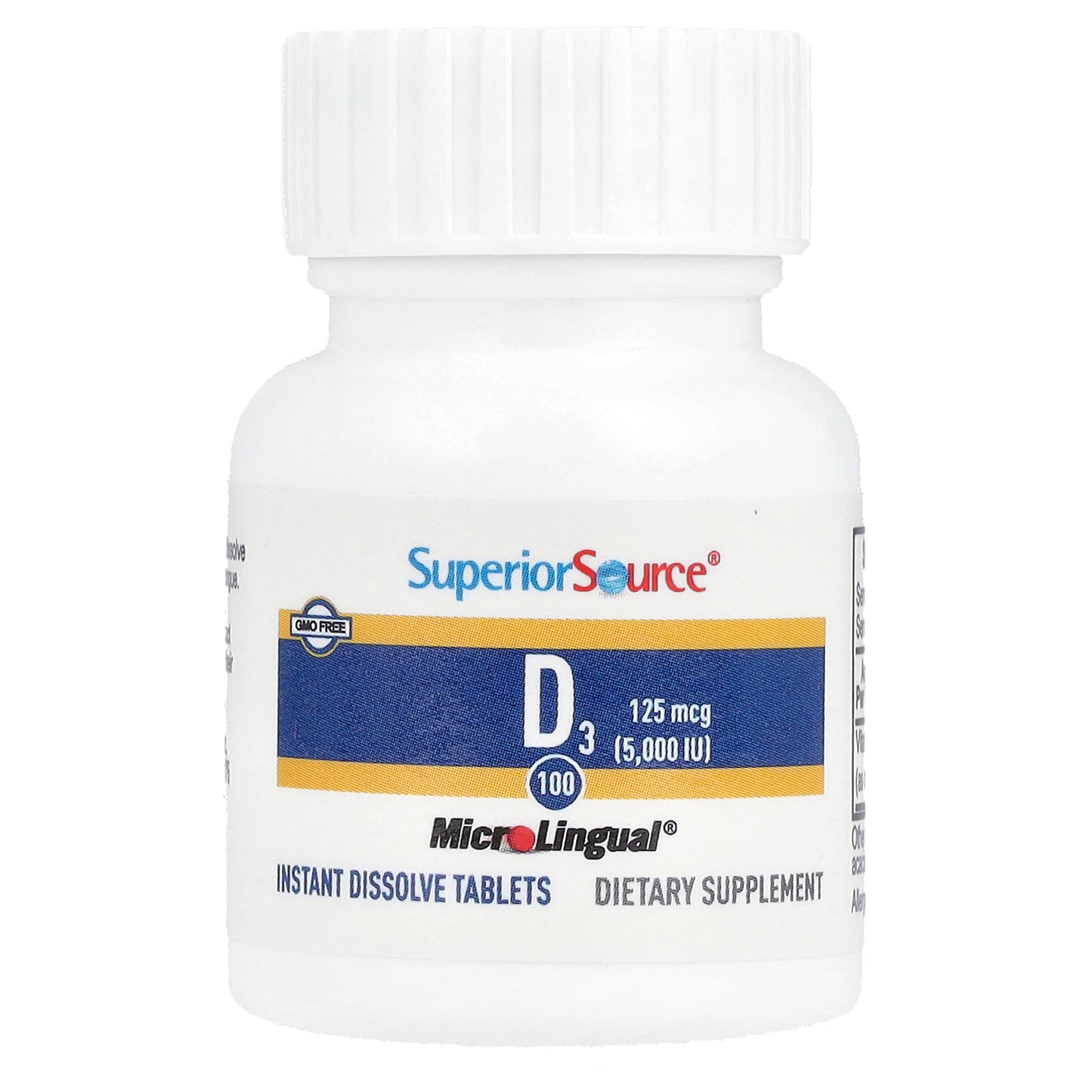 Superior Source, D3, 125 mcg (5,000 IU), 100 MicroLingual® Instant Dissolve Tablets
